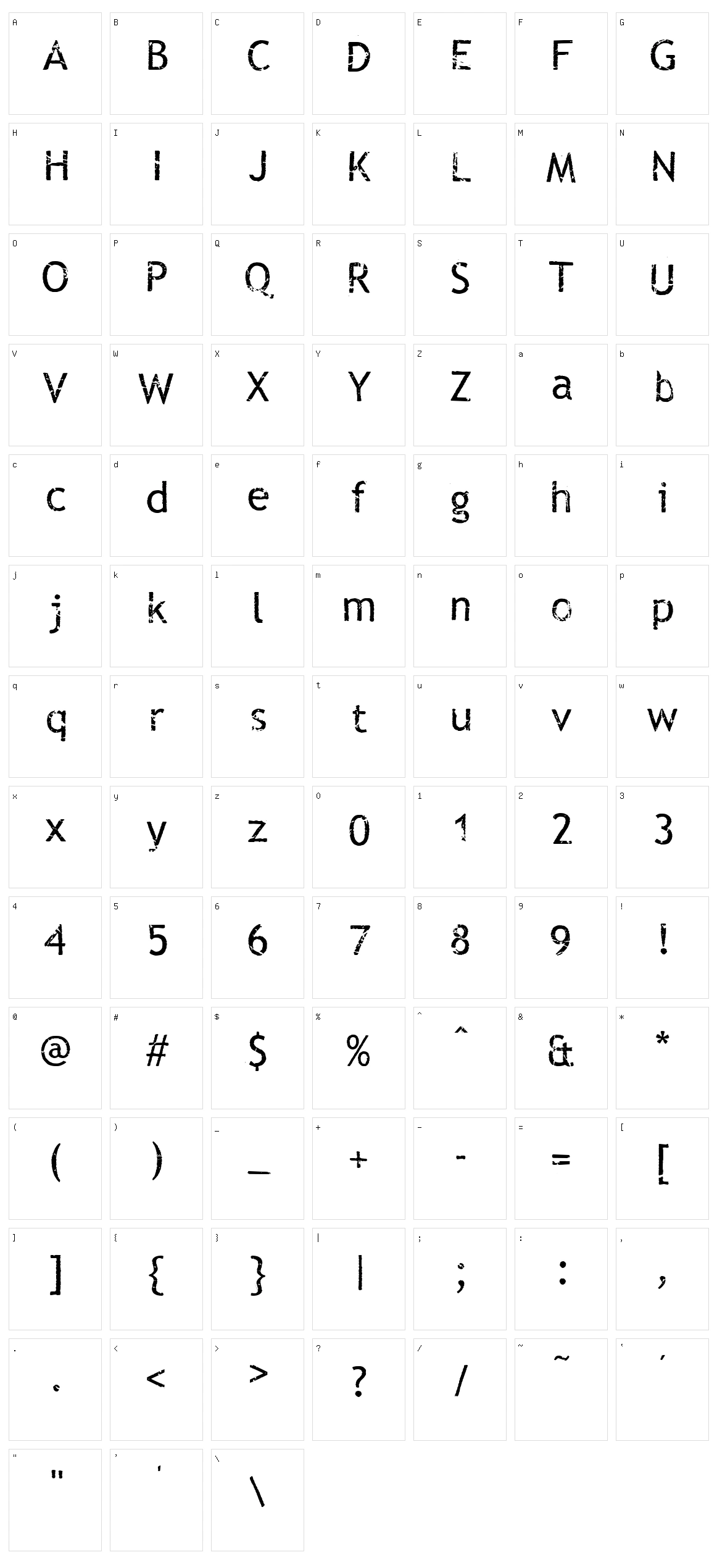 Rub This ! Character Set