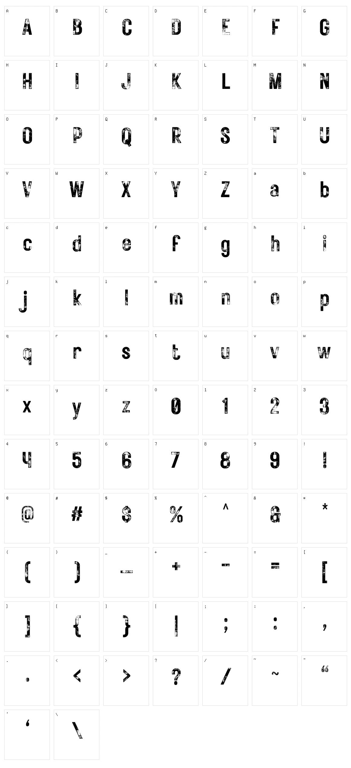Rustic Printed Character Set
