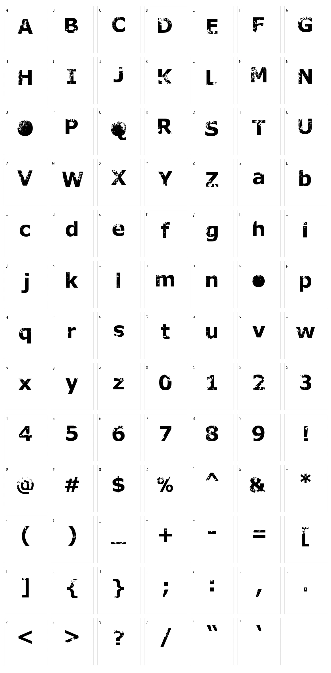 Rusto Character Set