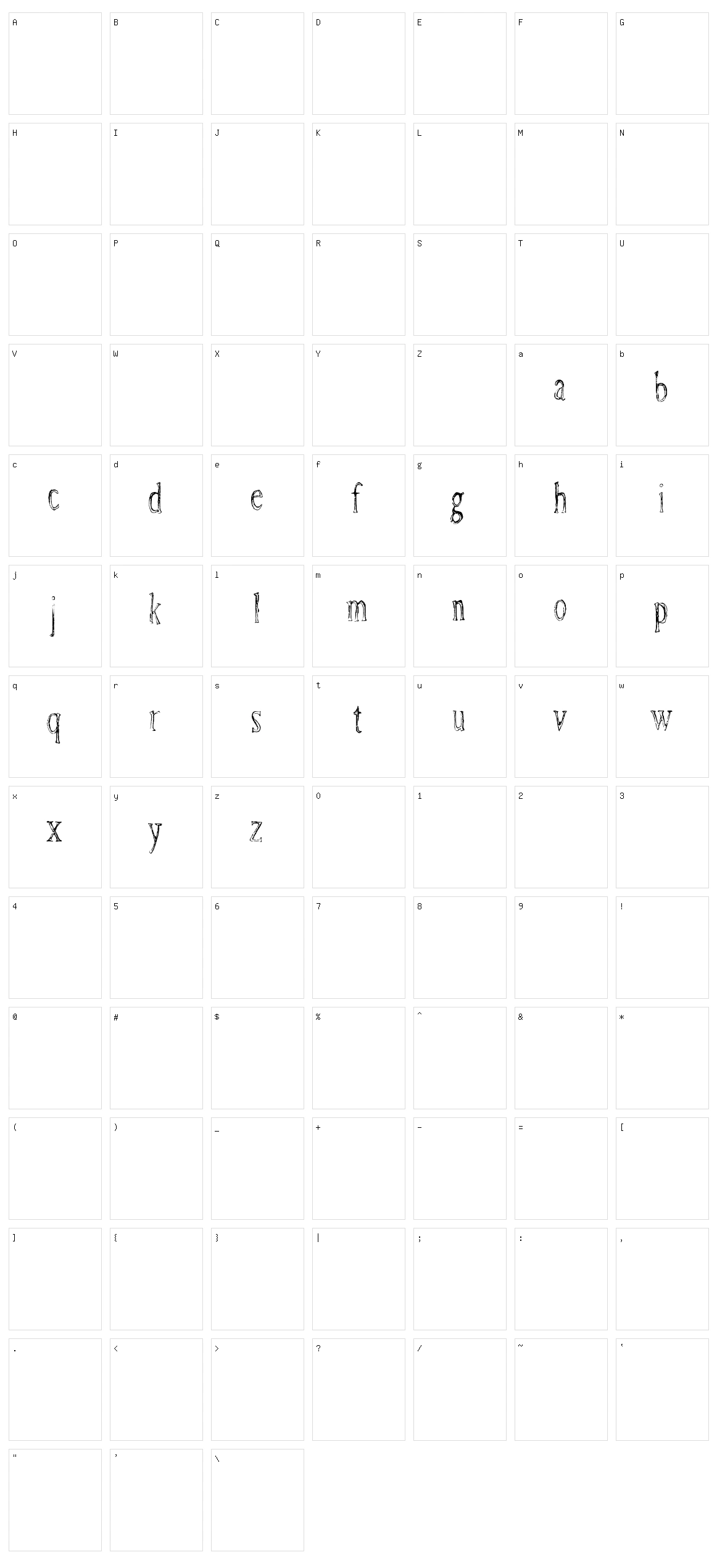 Rusty Fever Condensed Character Set