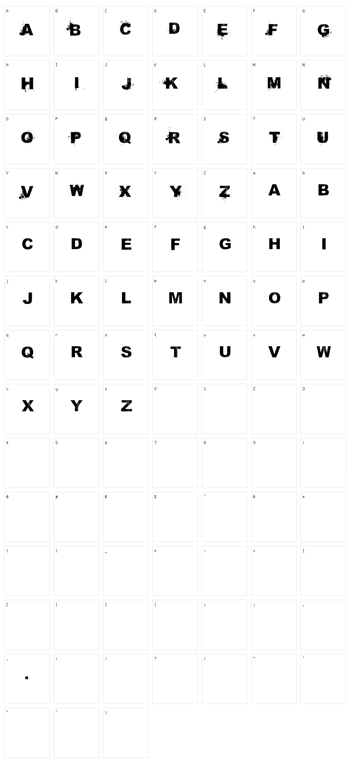 Sammies Sans Serif Character Set
