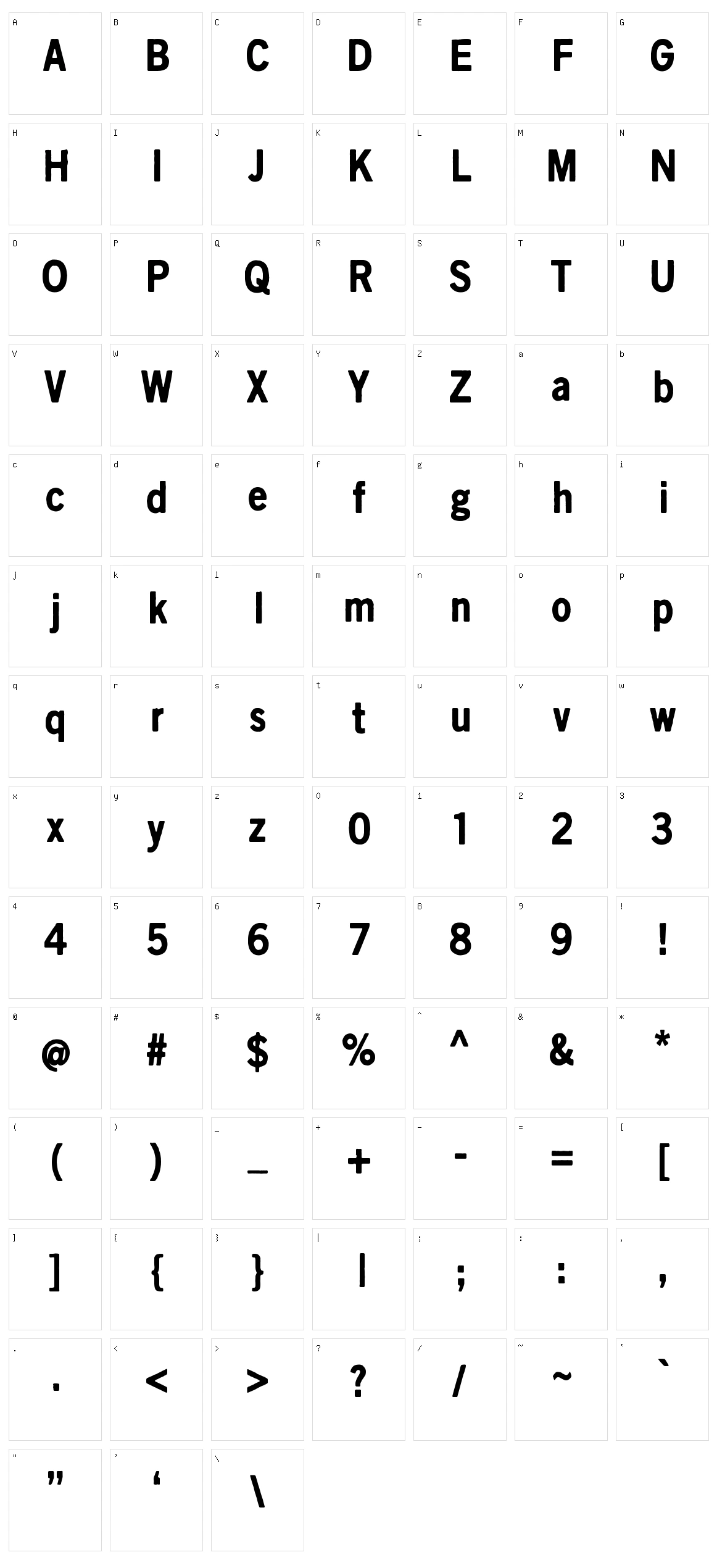 Scratch X Character Set