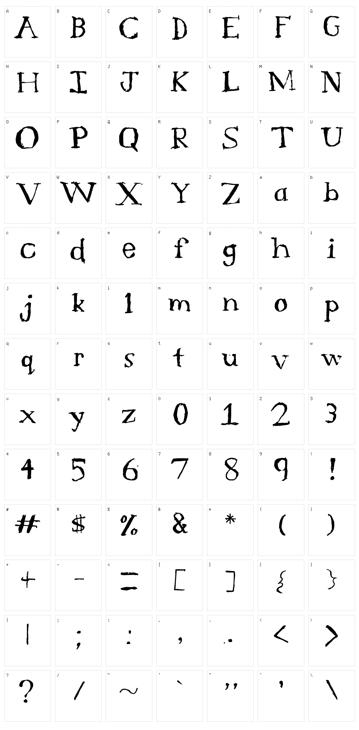 Serif Sketch Character Set