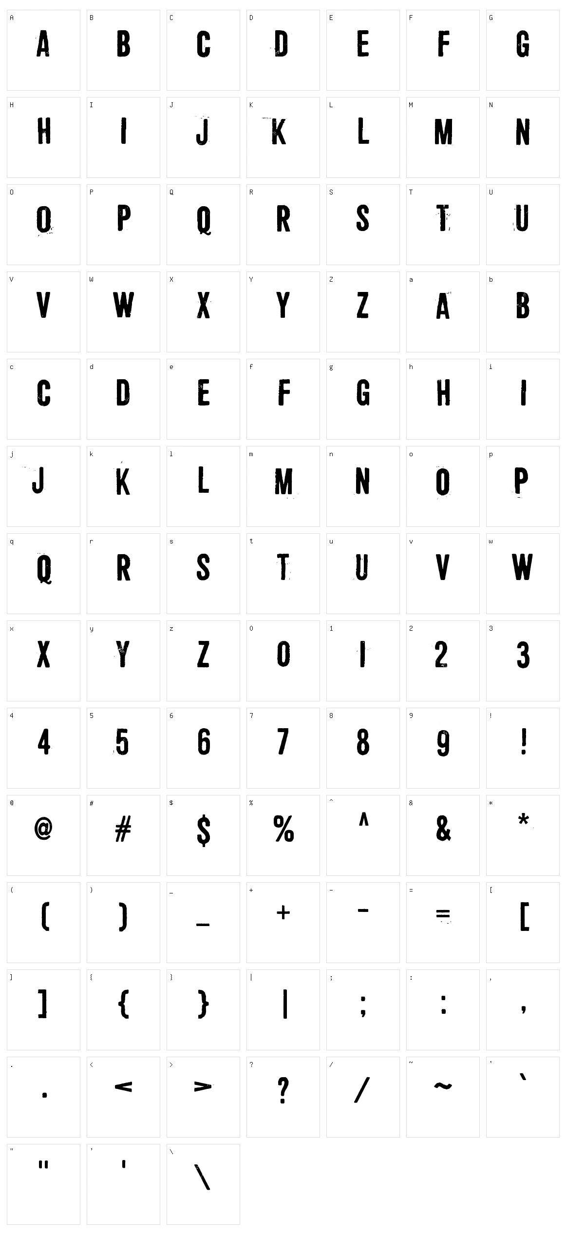 Shoemaker Character Set