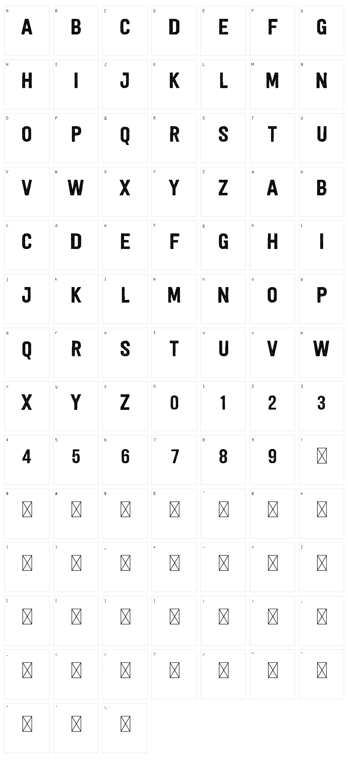 Signcore Character Set