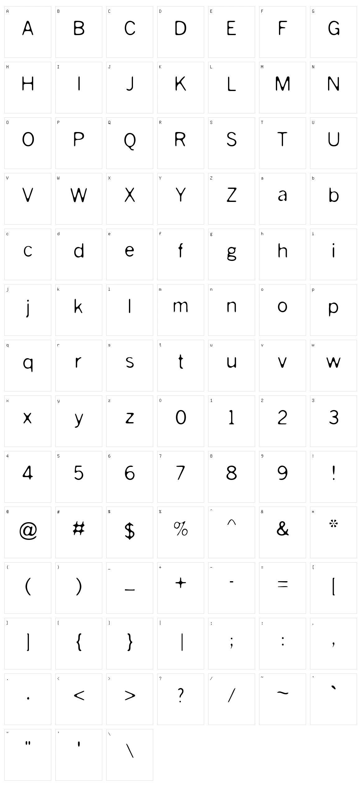 Slurry Character Set