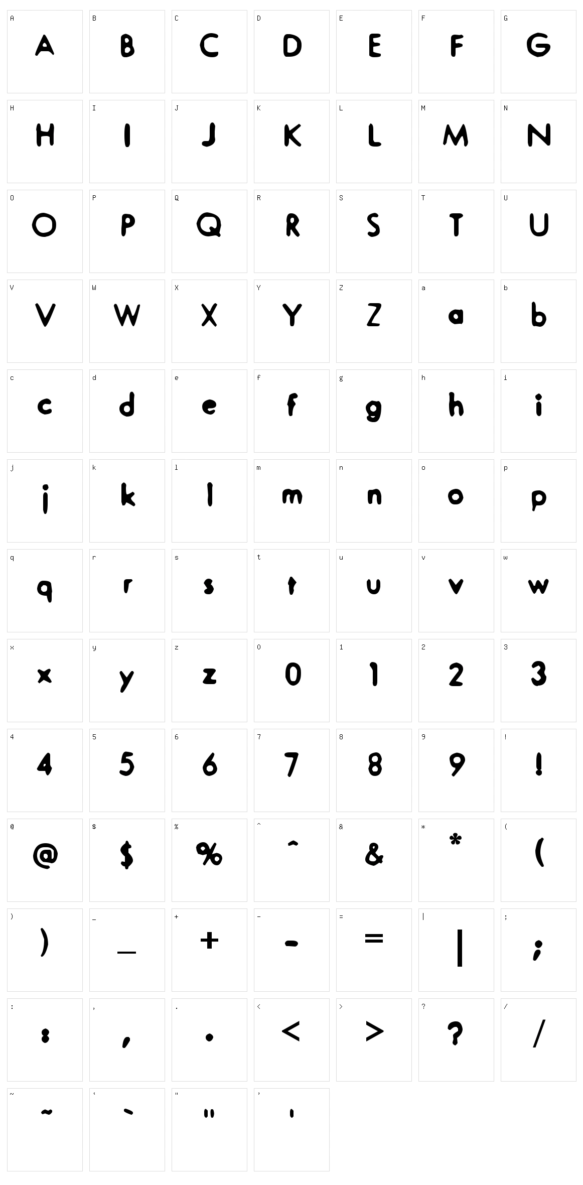 Smerkan Character Set