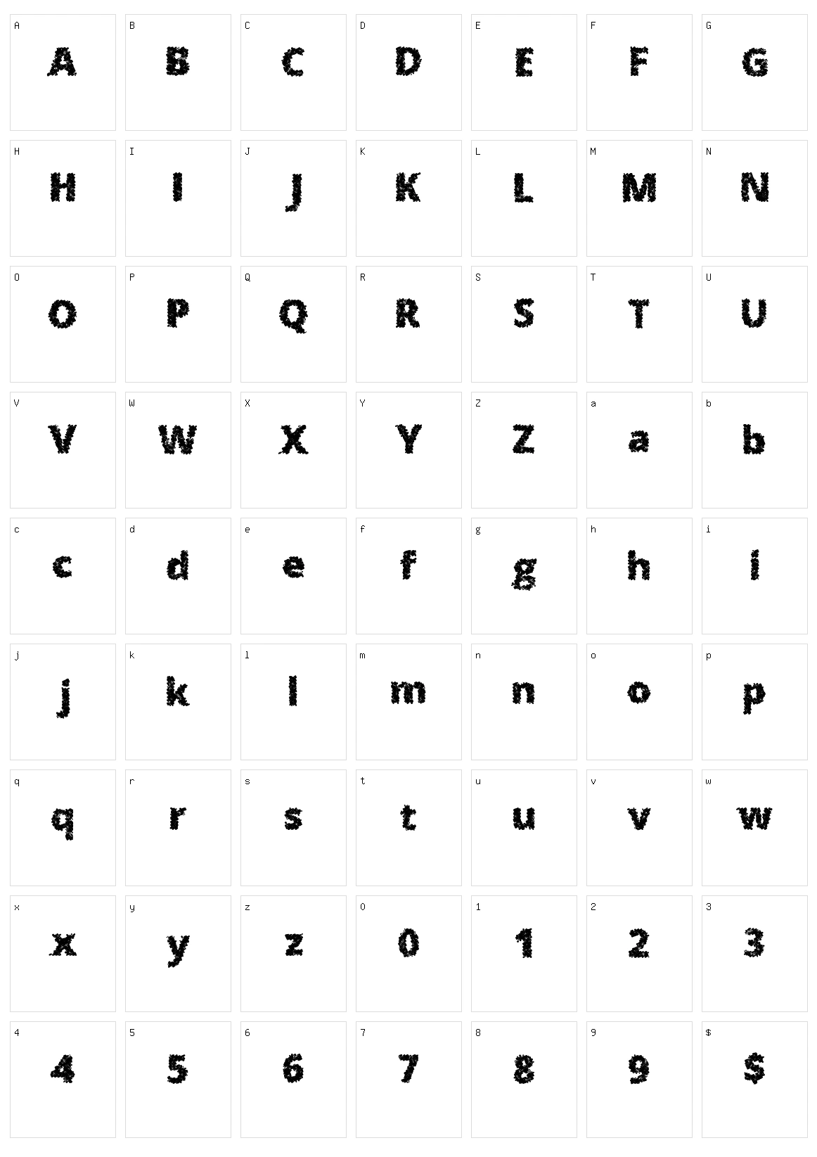 Splat Matrix Character Set