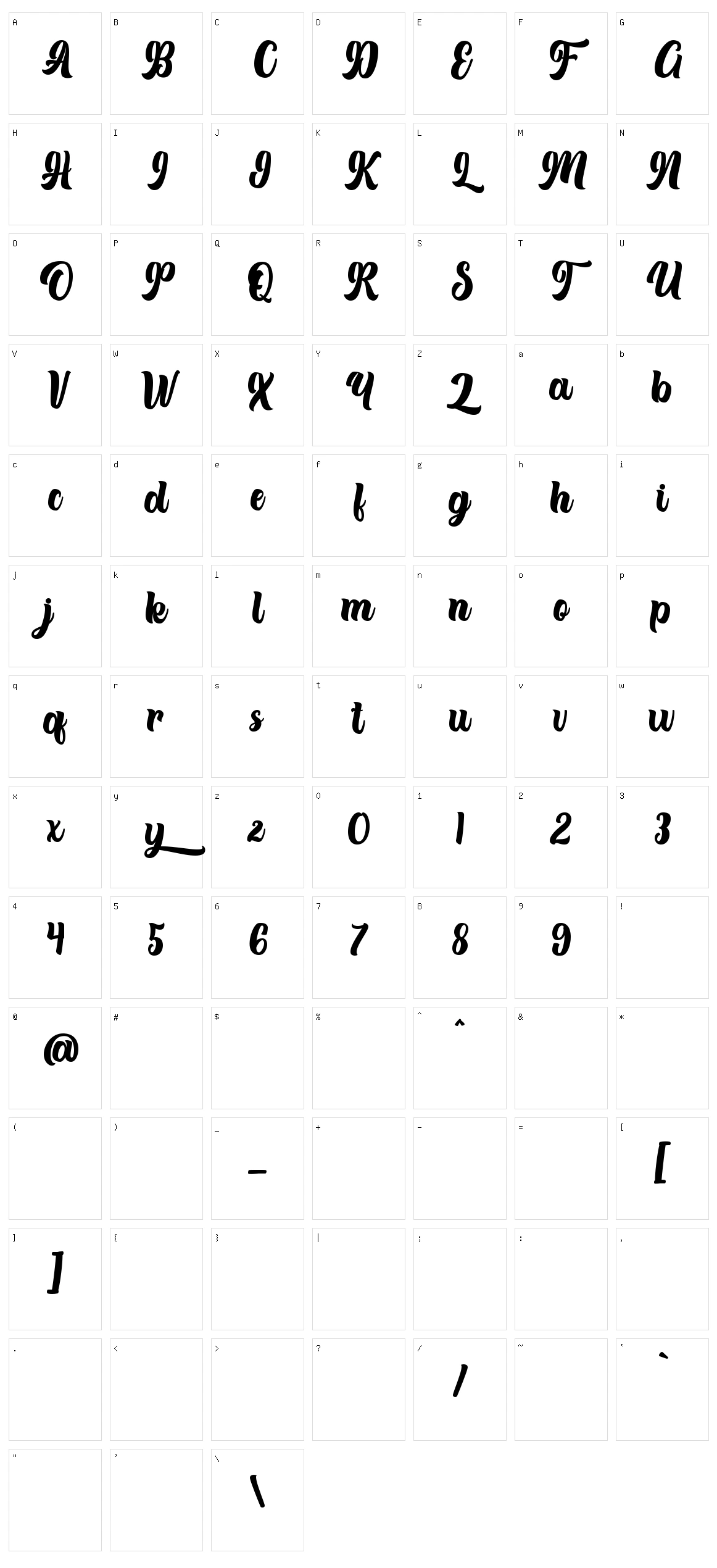 Theyriad Script Character Set