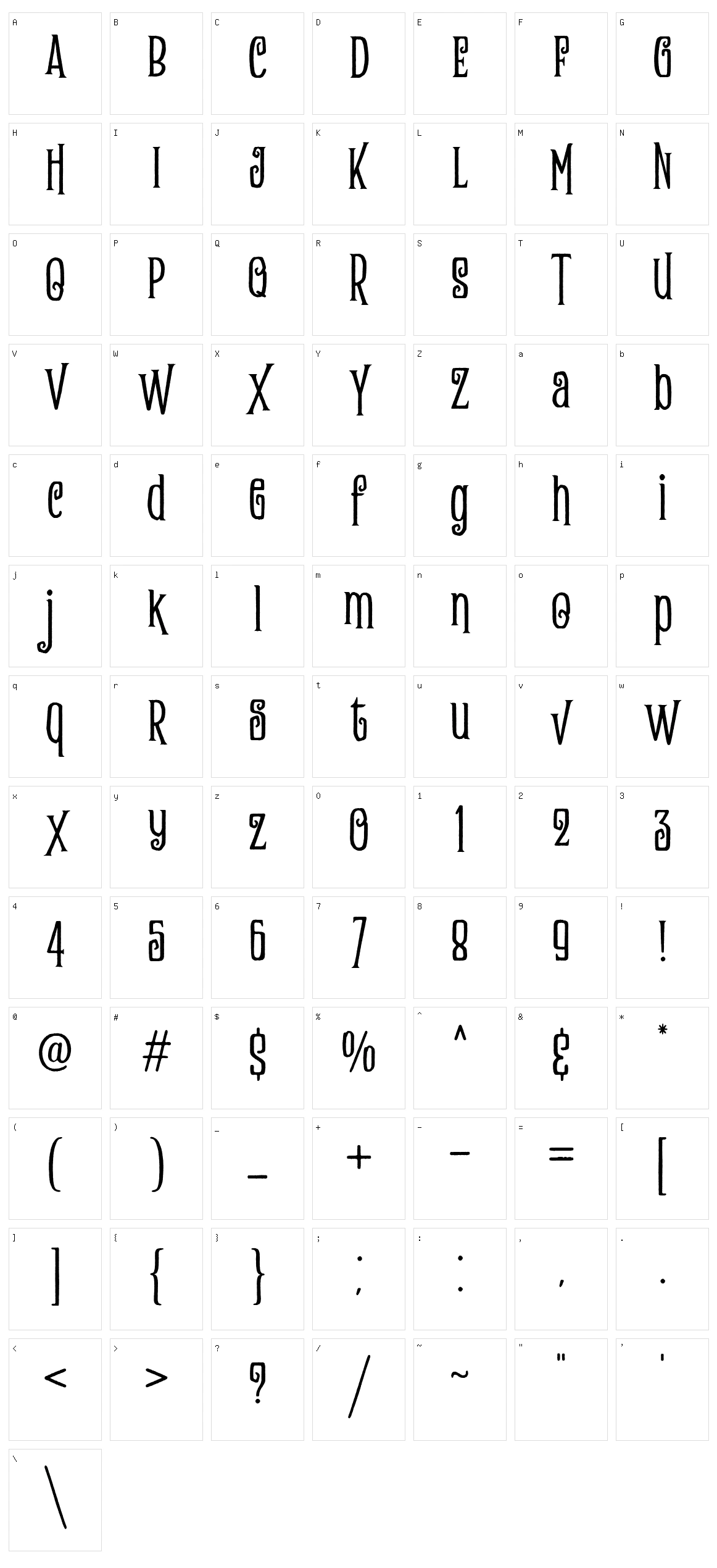 Zukones Character Set