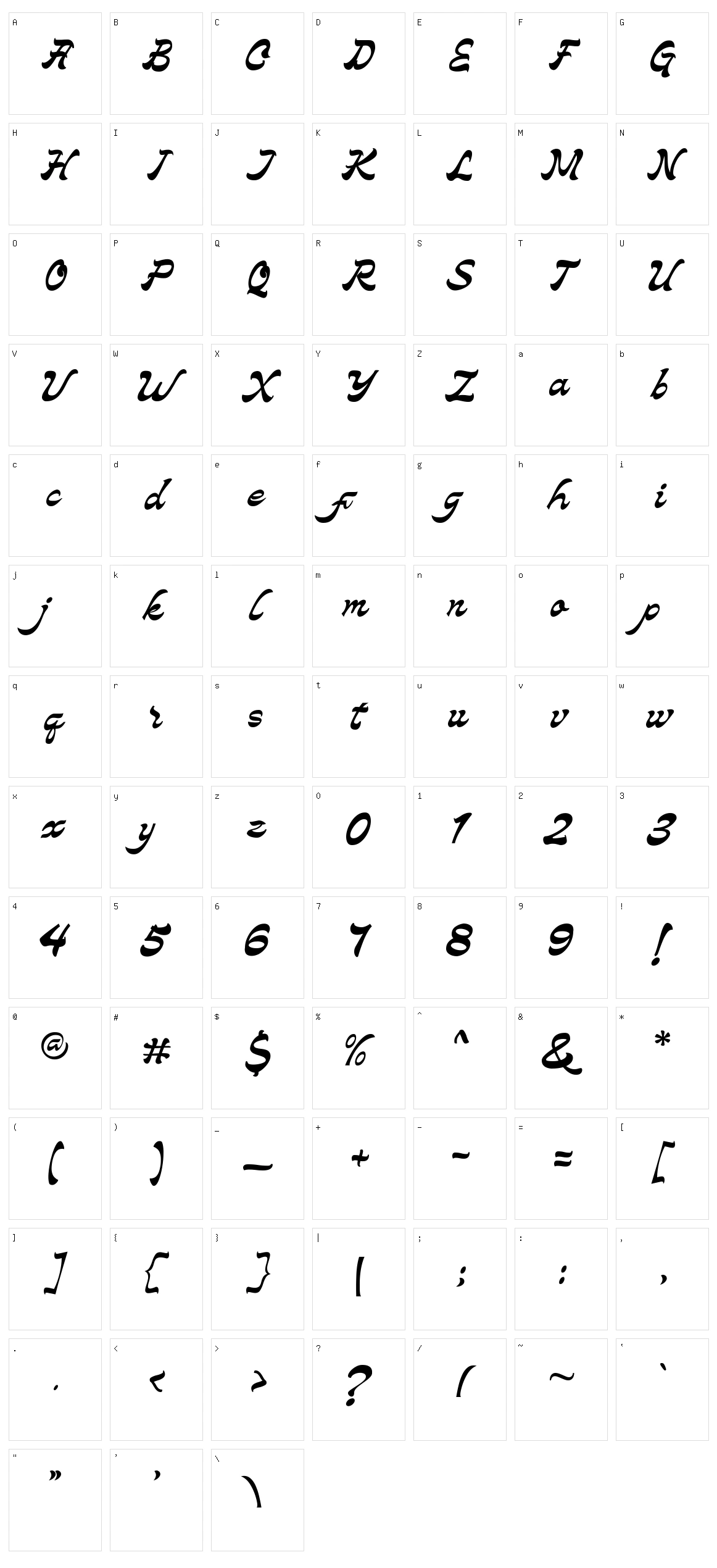 Callicotez Character Set