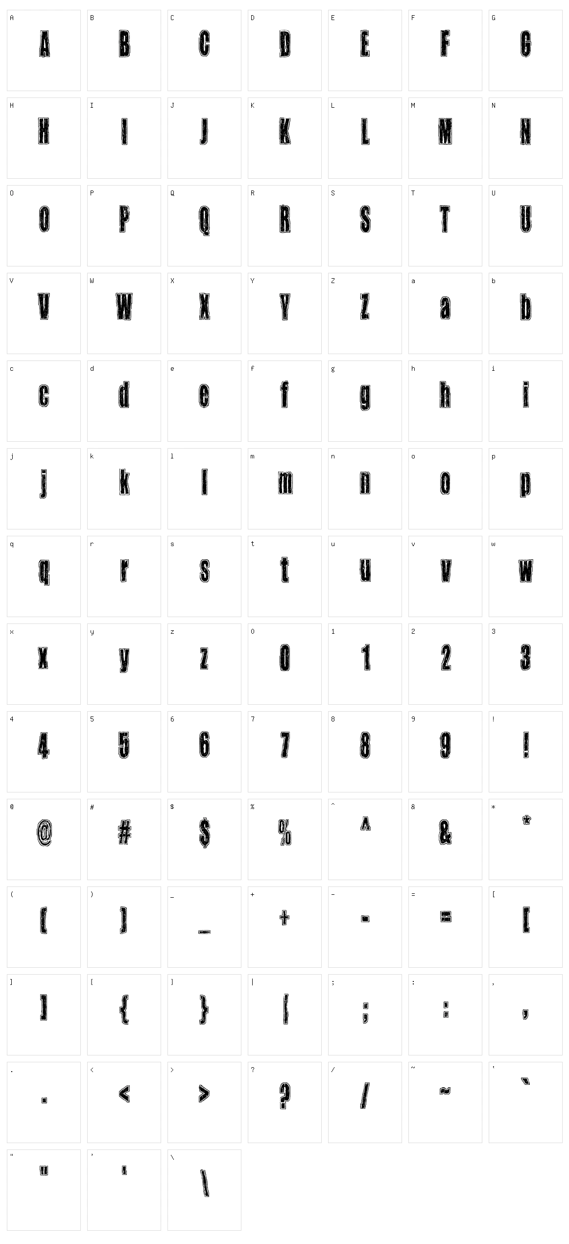 Takapiru Character Set