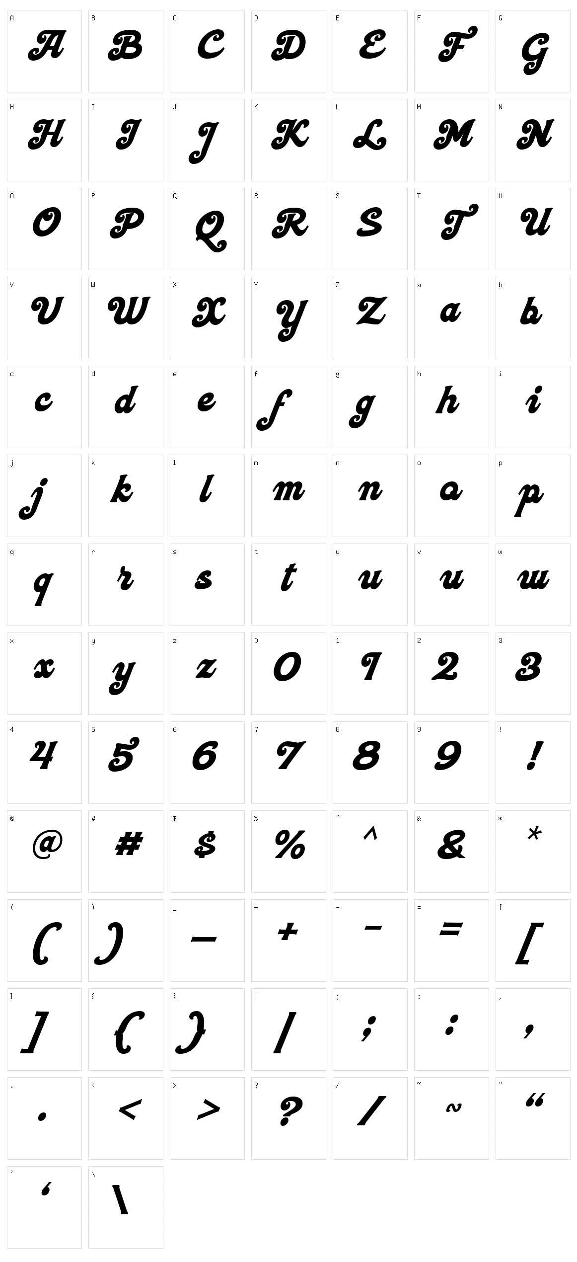 Neoland Script Character Set