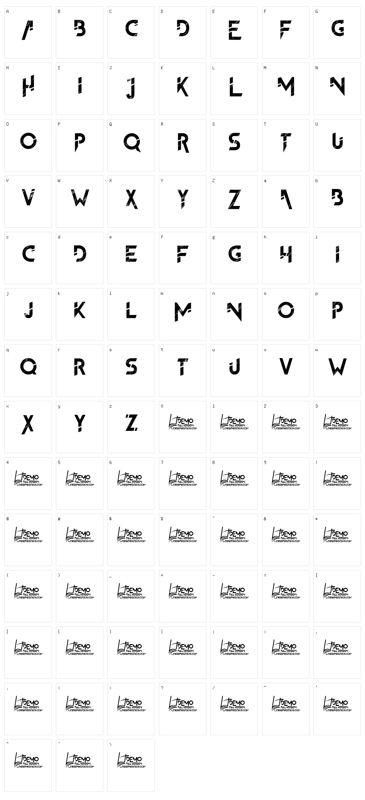 The FrontMan 2 Character Set