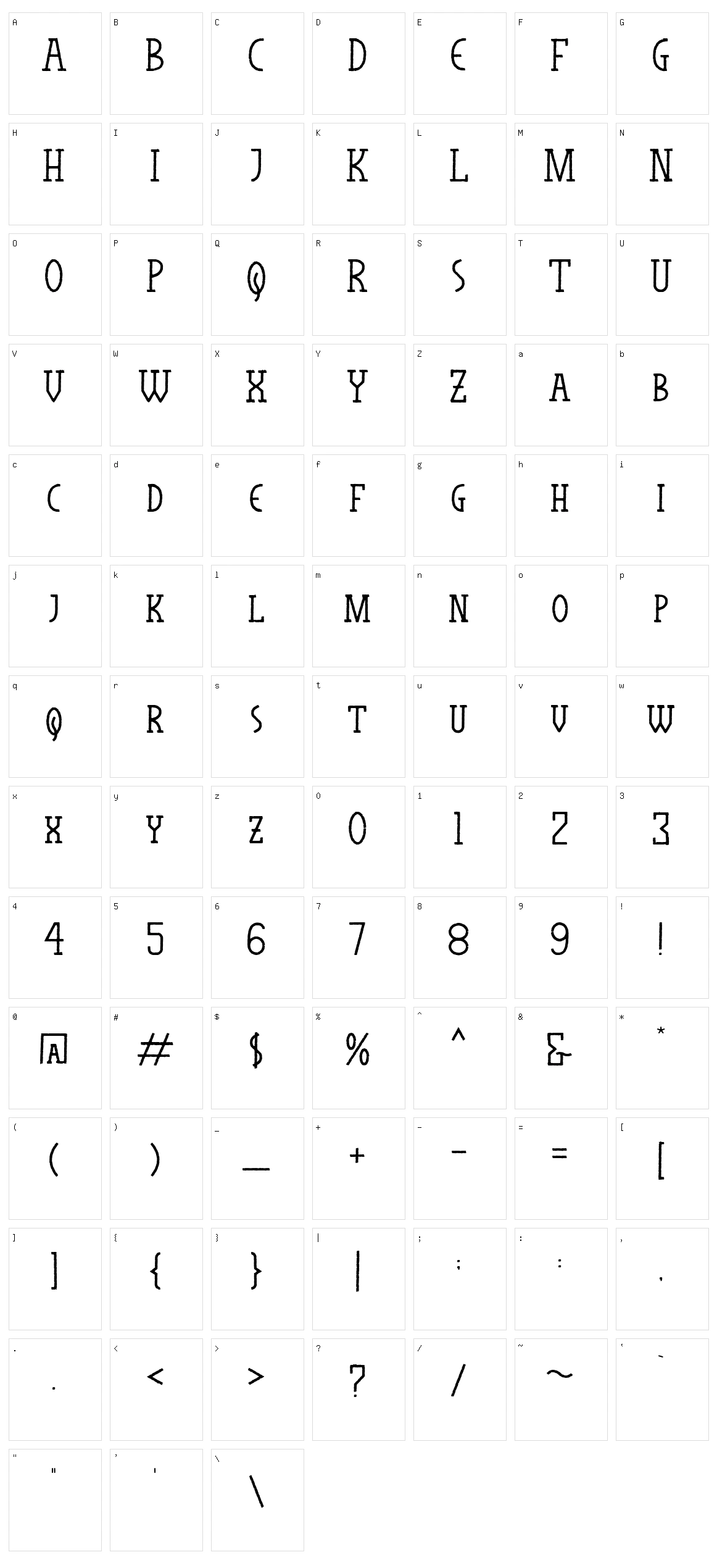The Horuss Character Set