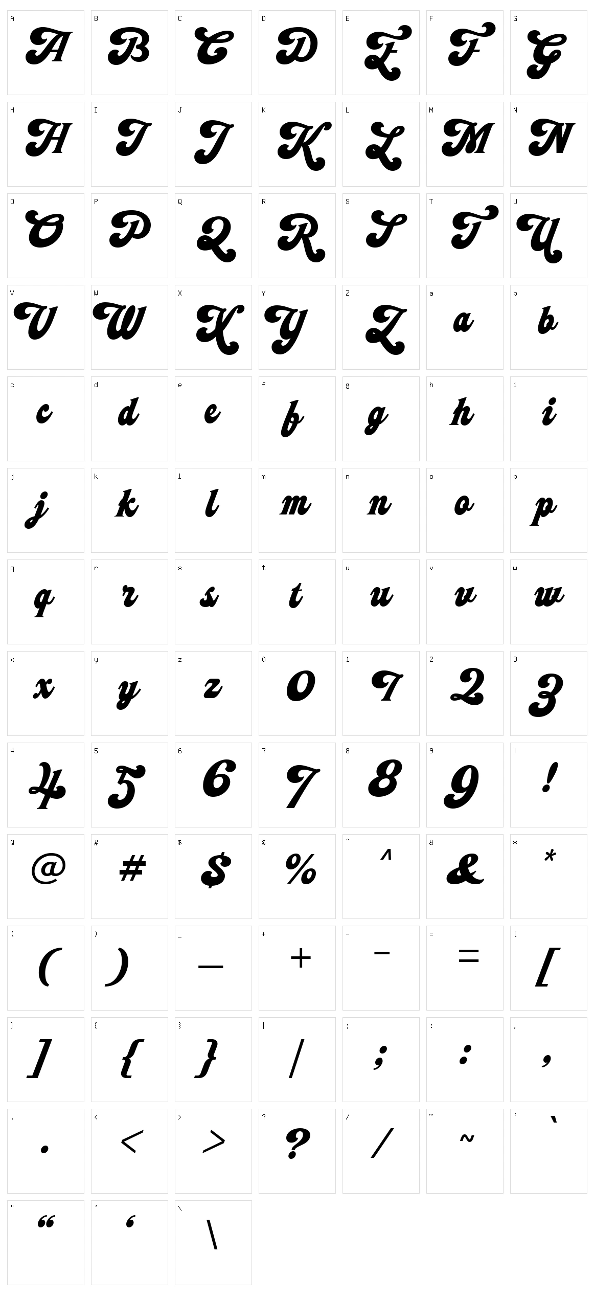 Hittedal Script Character Set