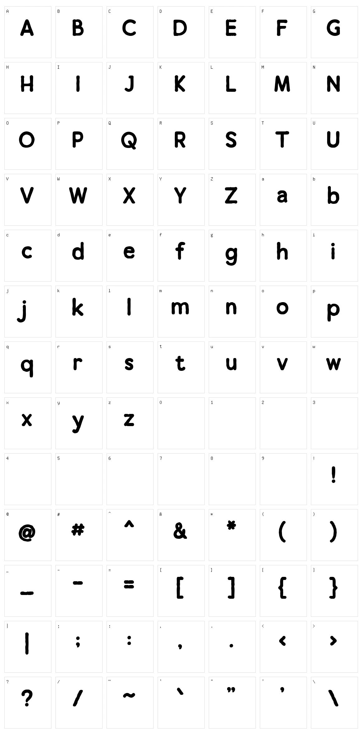 Thirty Sans Character Set