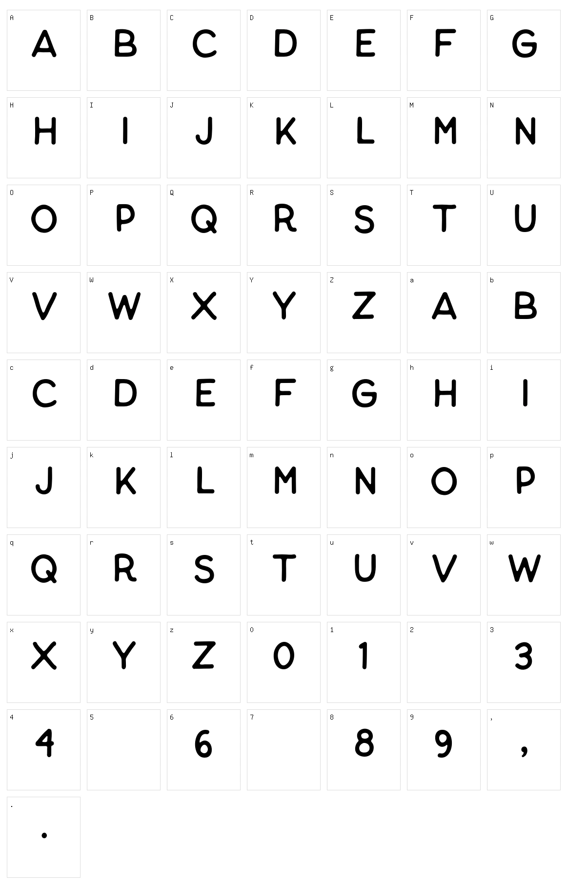 Thistails Sans Character Set
