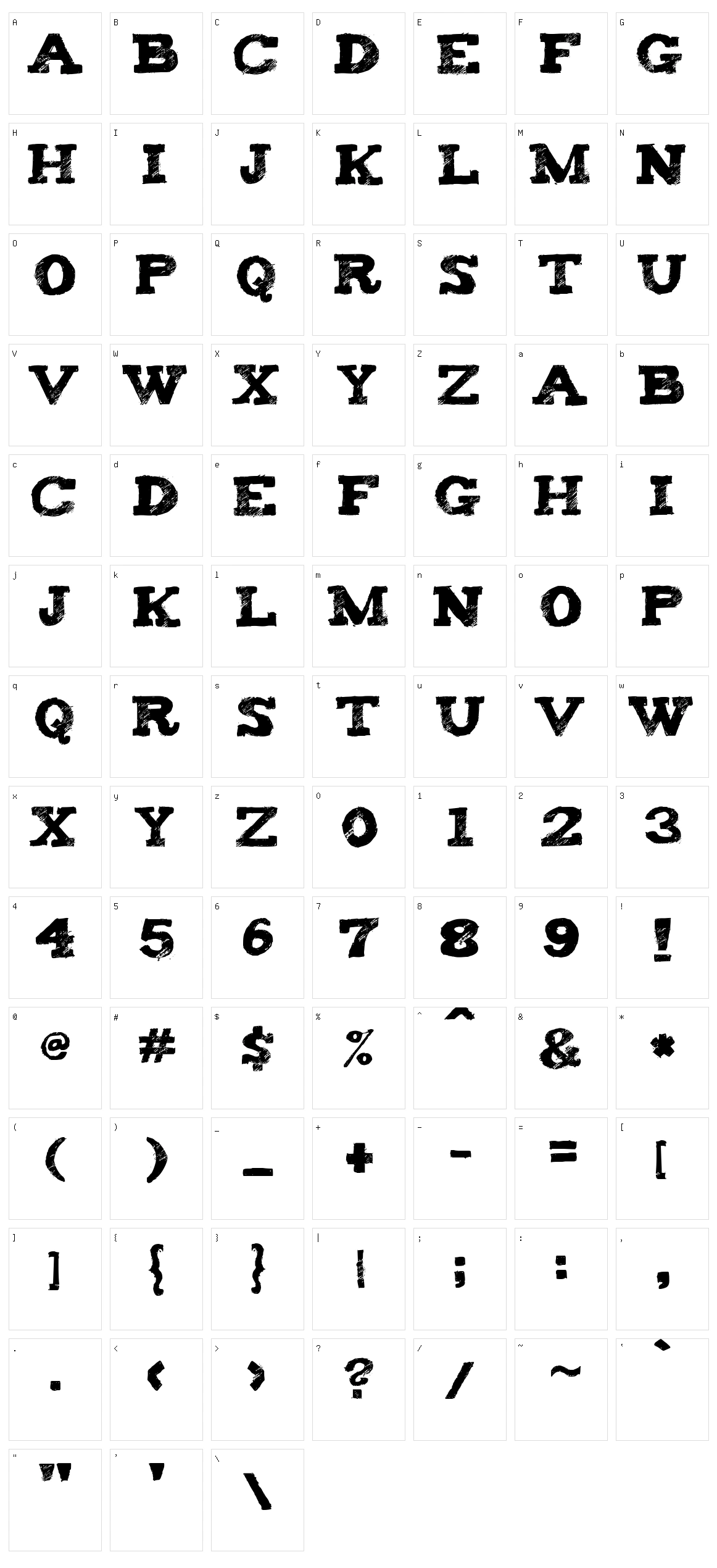 Tiza Character Set