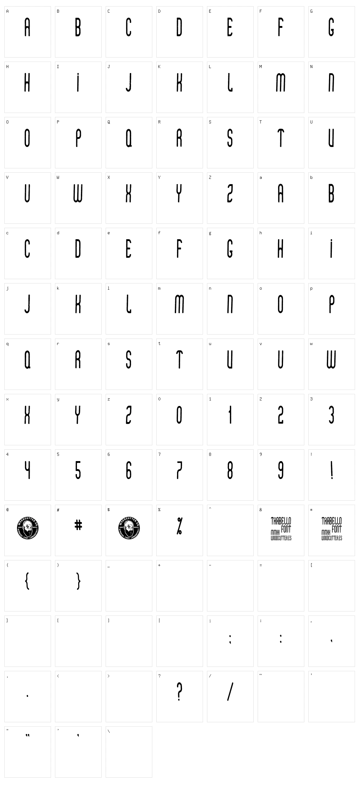 Trabello Character Set