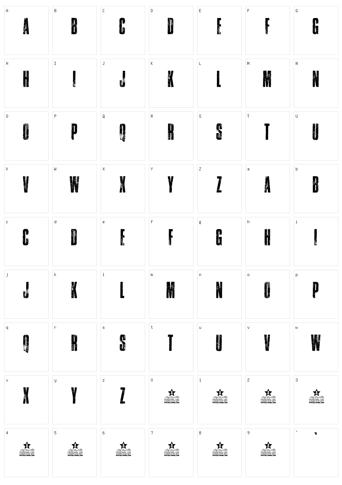 Traffic Character Set