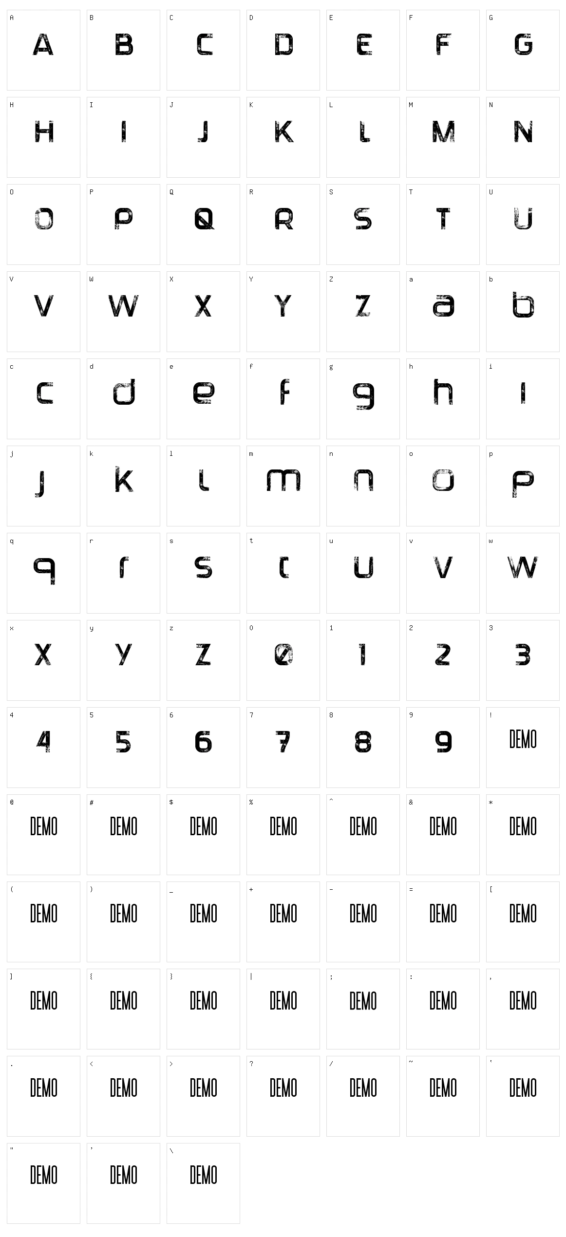 Tranquila Character Set