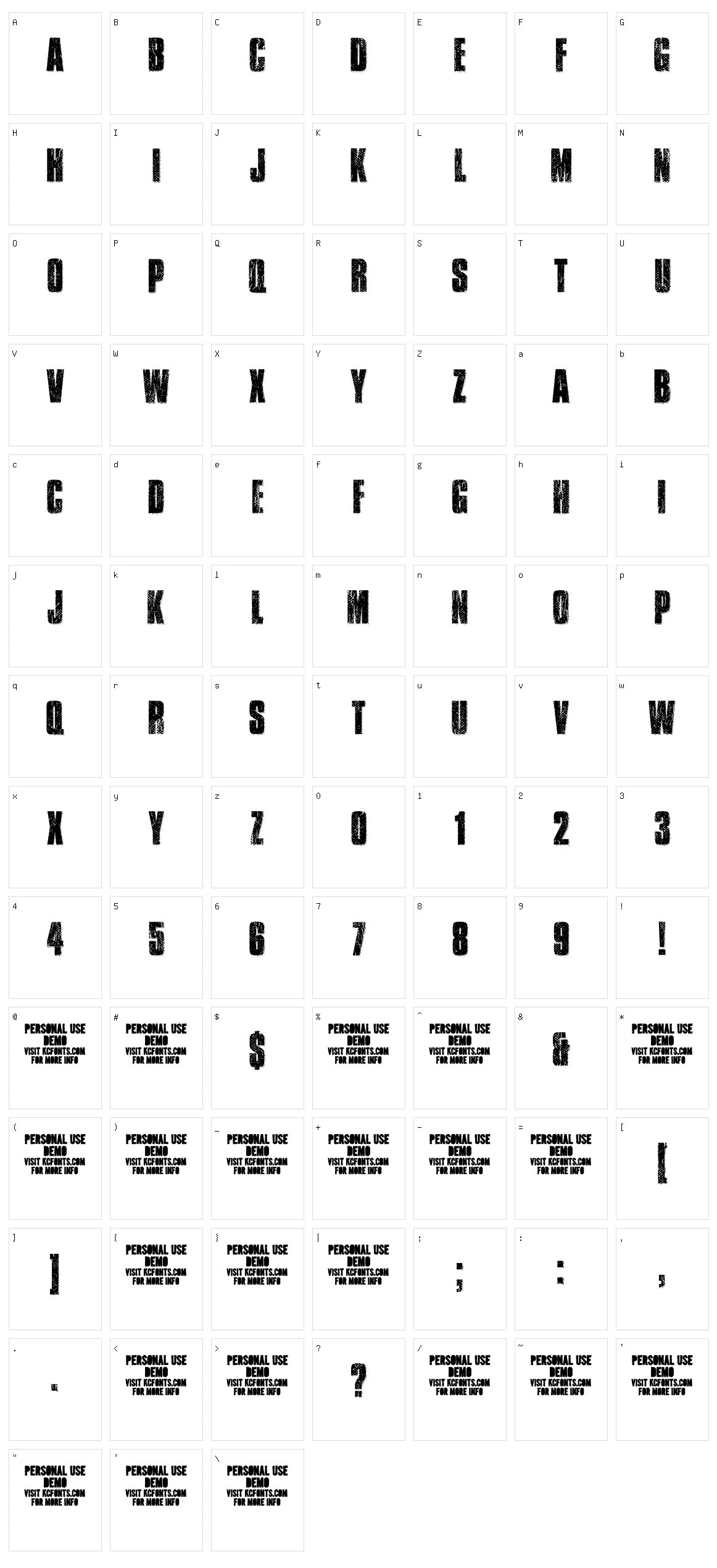 Transit Display Character Set