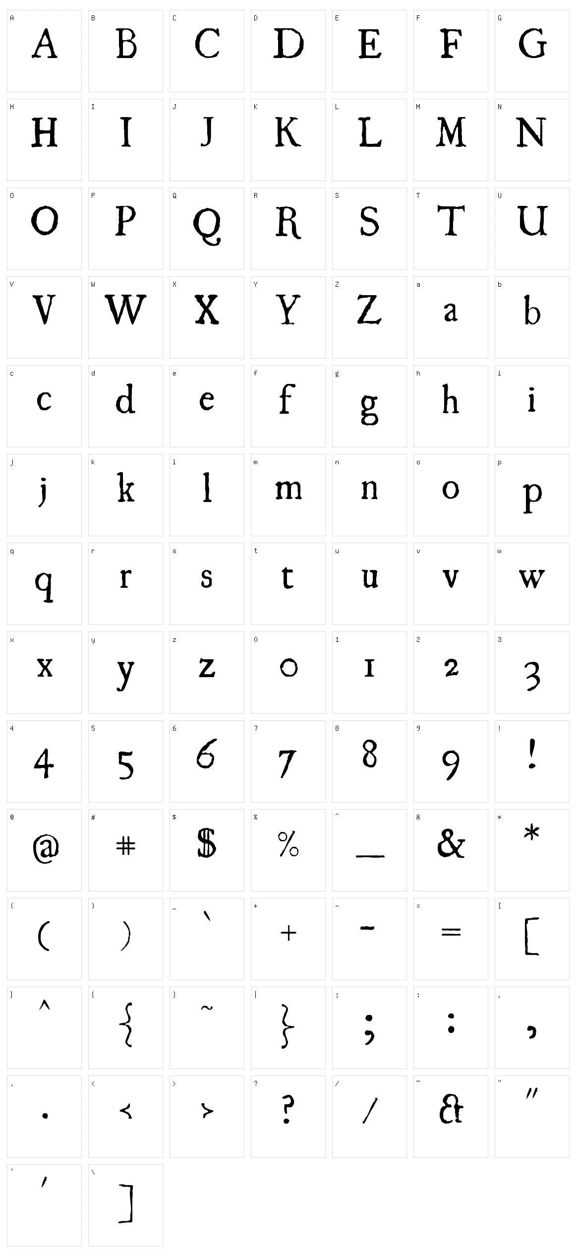 UglyQua Character Set