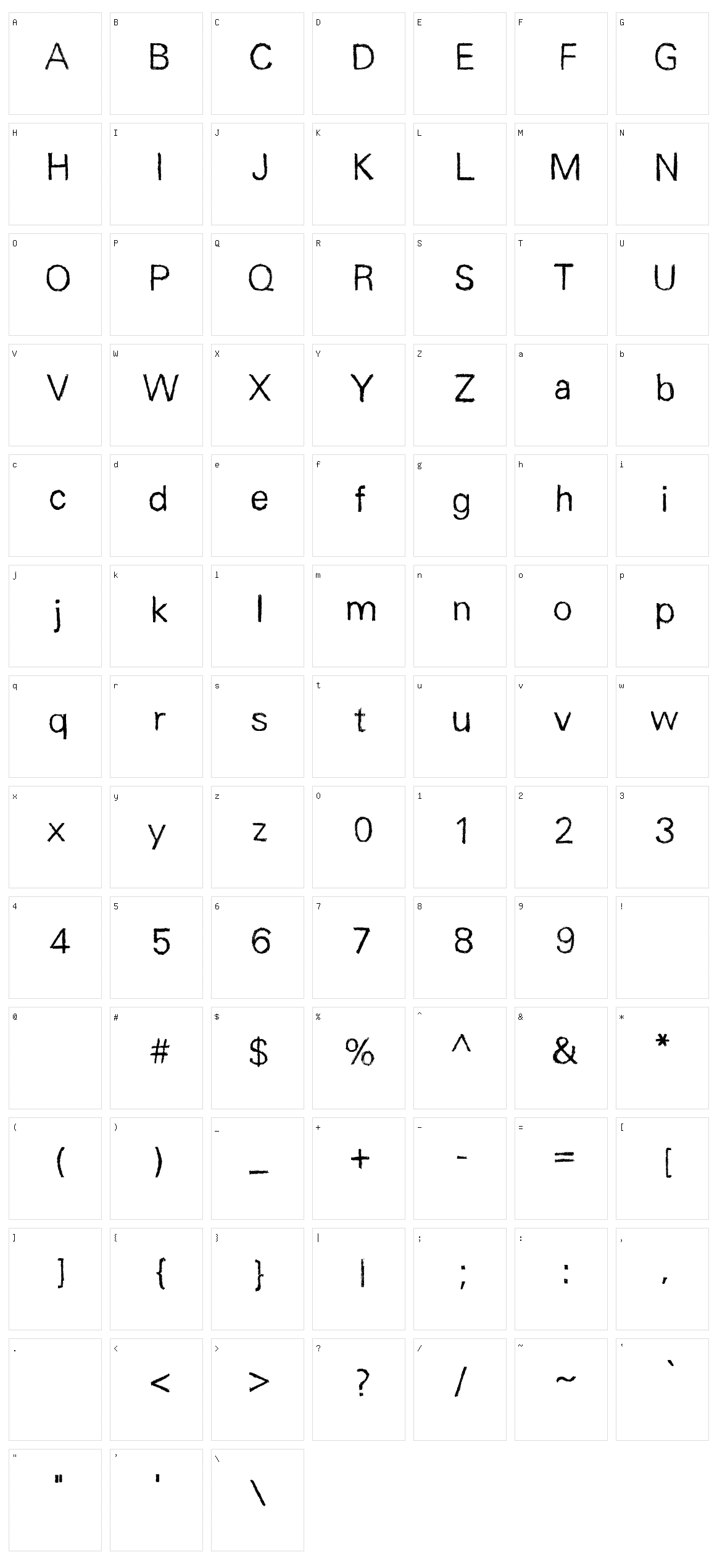 Unisketch Character Set