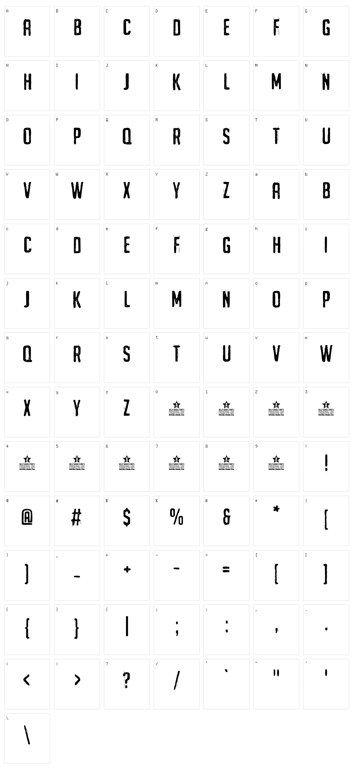 Urgh Type Character Set