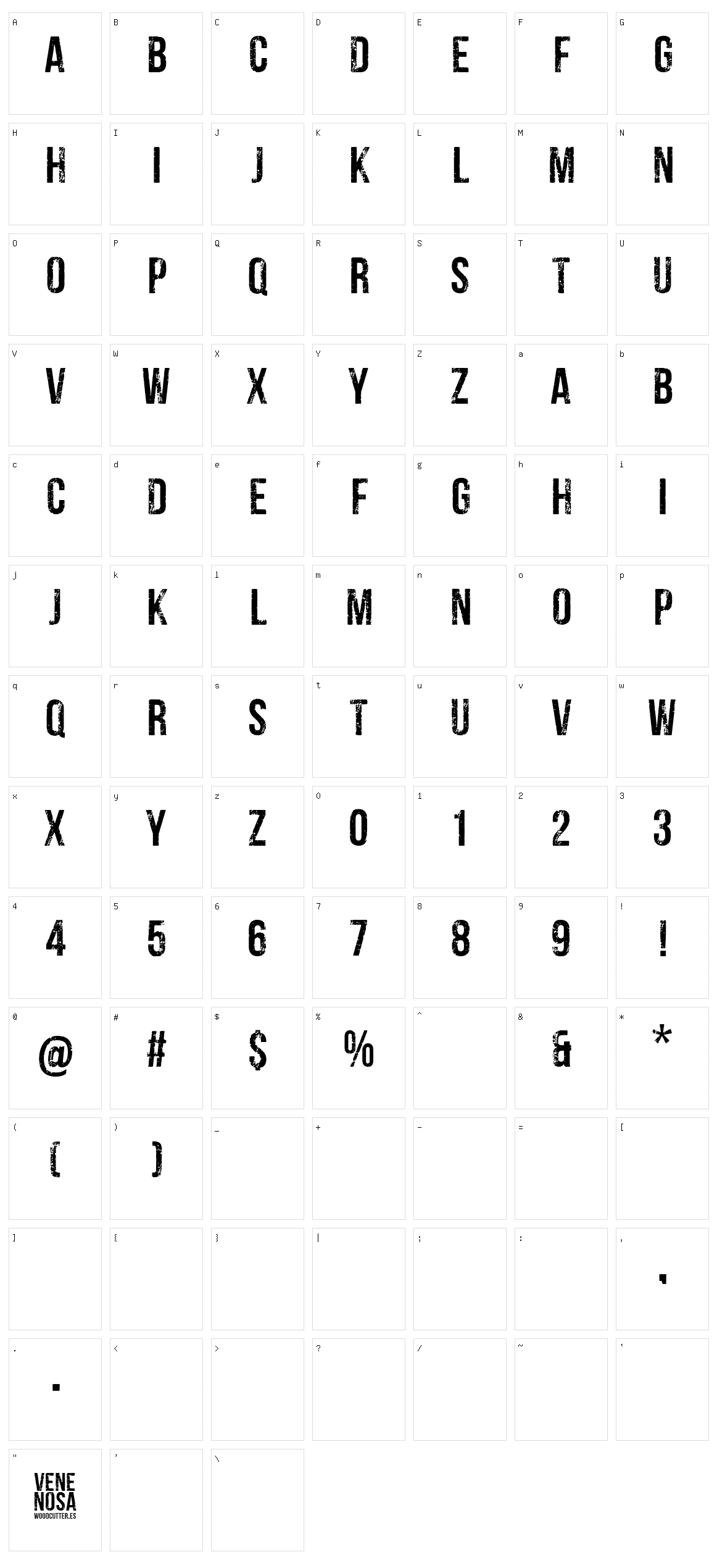 Venenosa Character Set