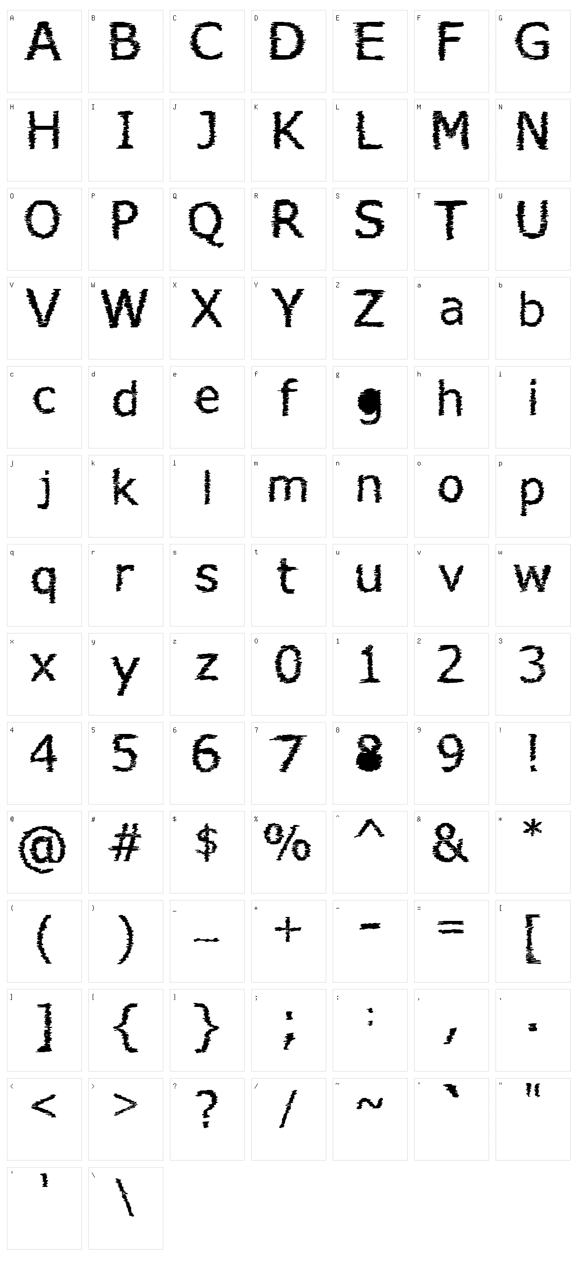 Verdana Hand Character Set