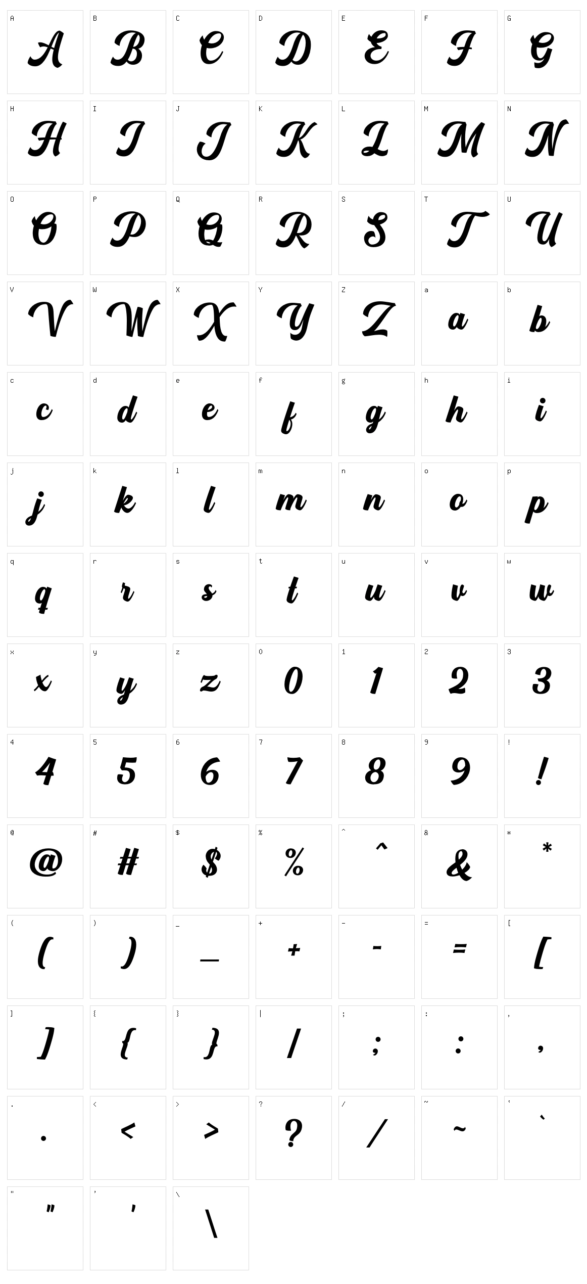 Hardome Character Set