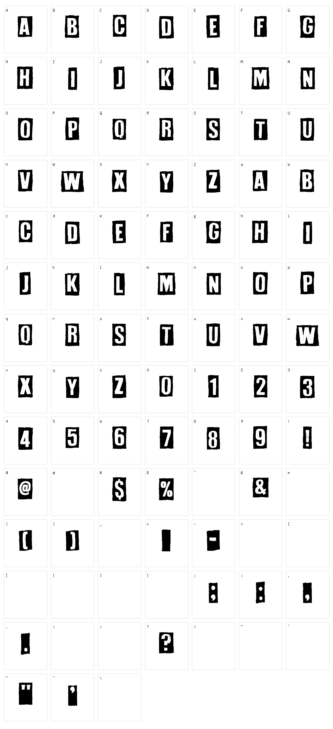 White On Black Character Set