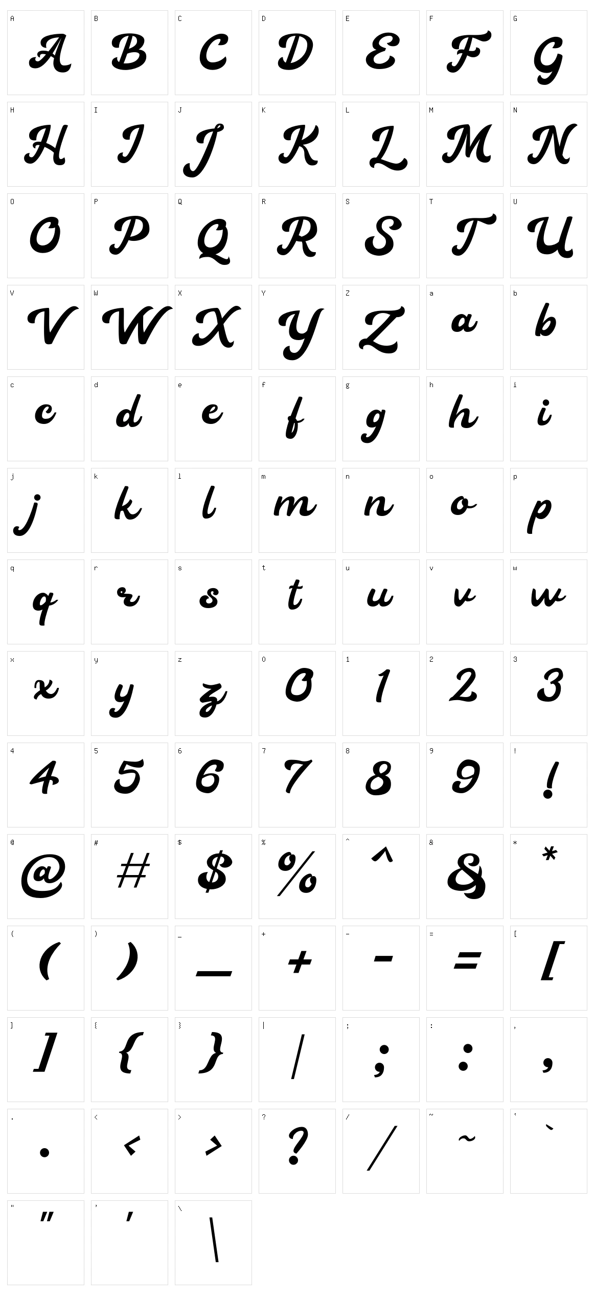 Heylova Script Character Set