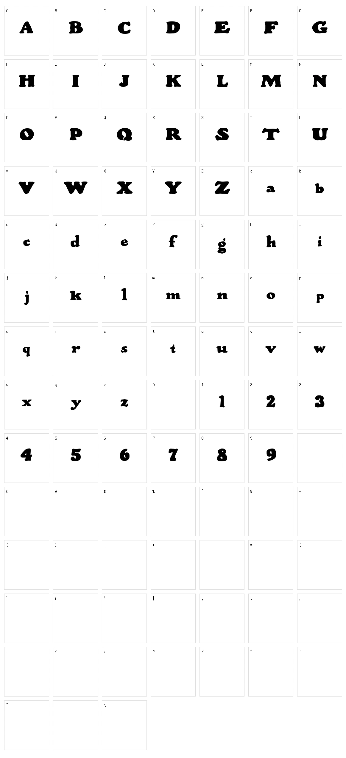 Wood Stevens Bold Character Set