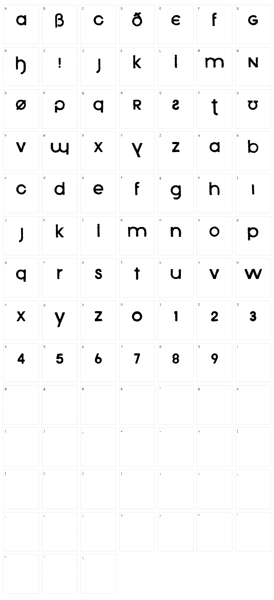 Xenophone Character Set