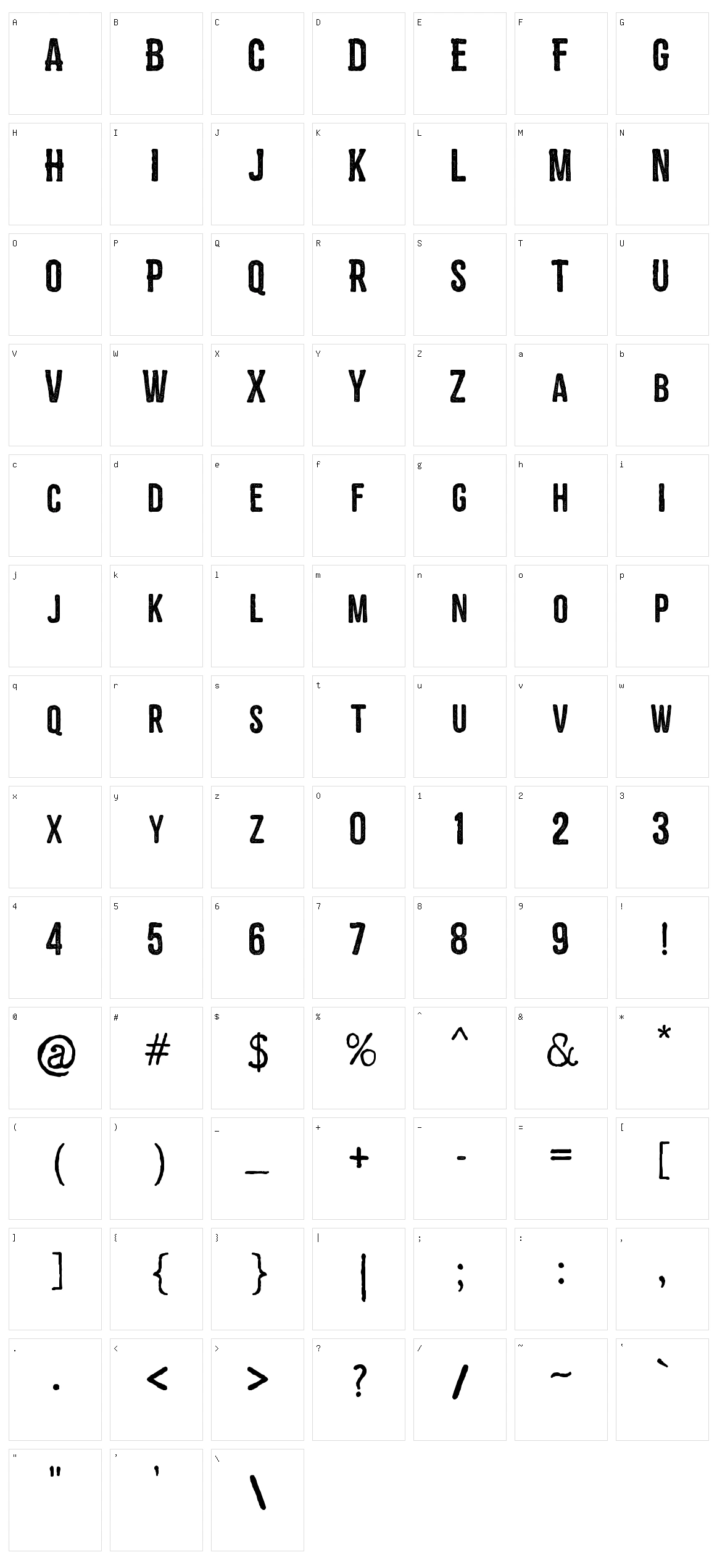 Zembood Character Set