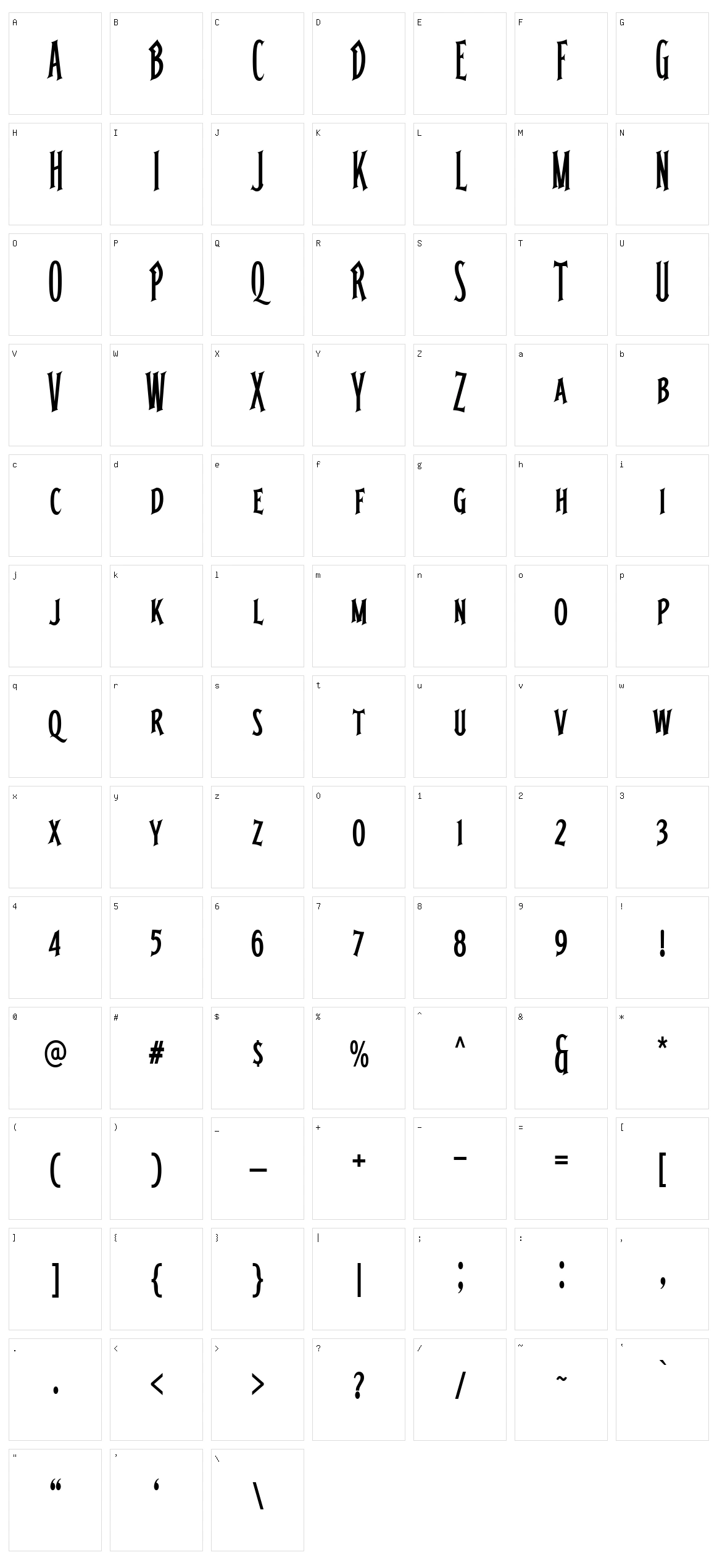 Renthouse Serif Character Set