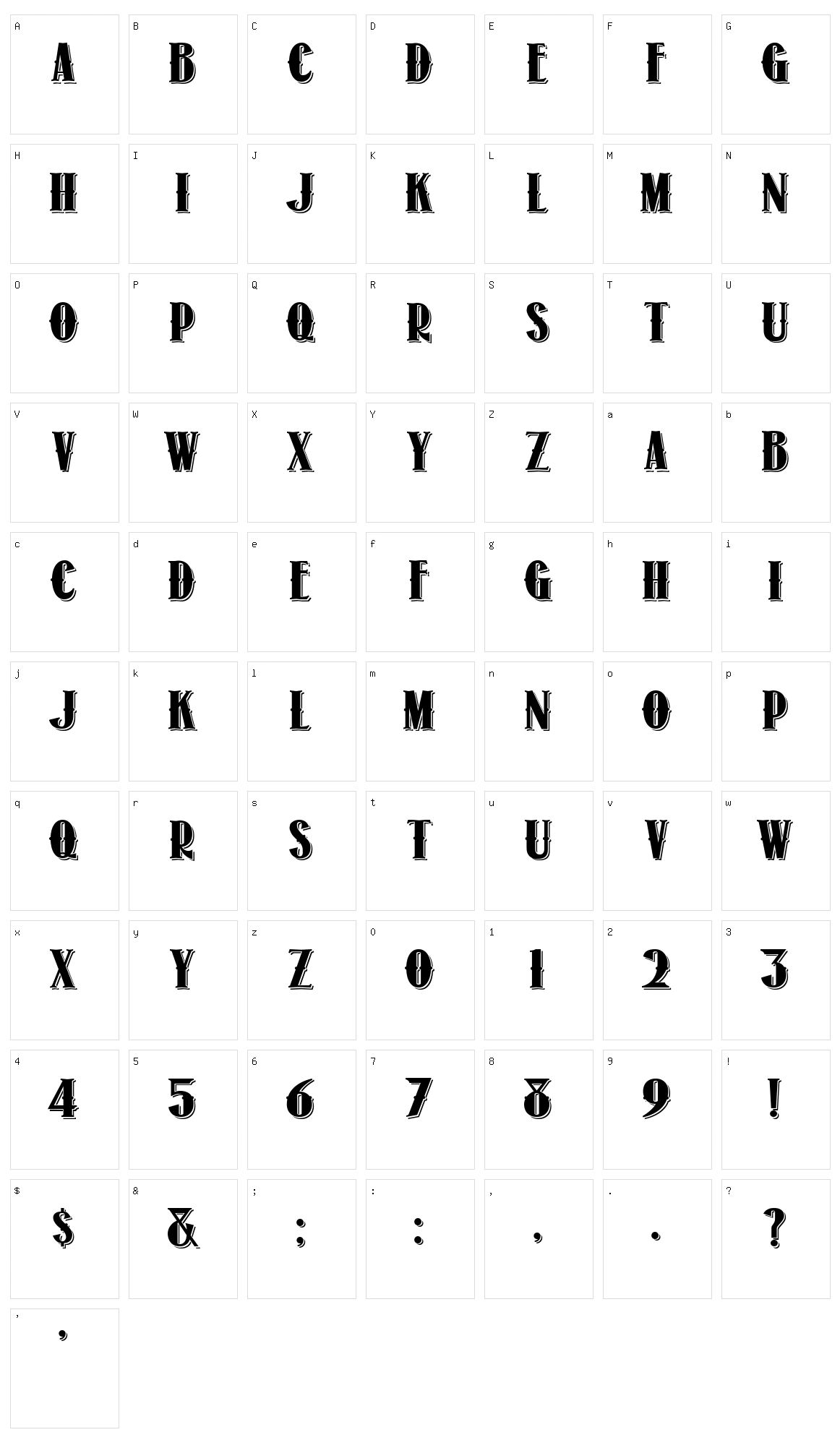 1873 Winchester Character Set