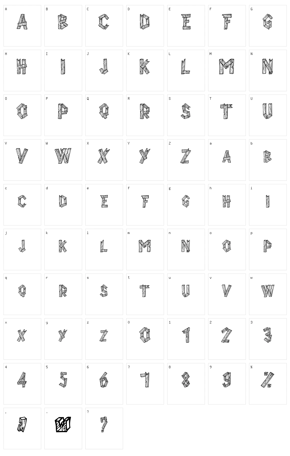 Alpha Wood Character Set