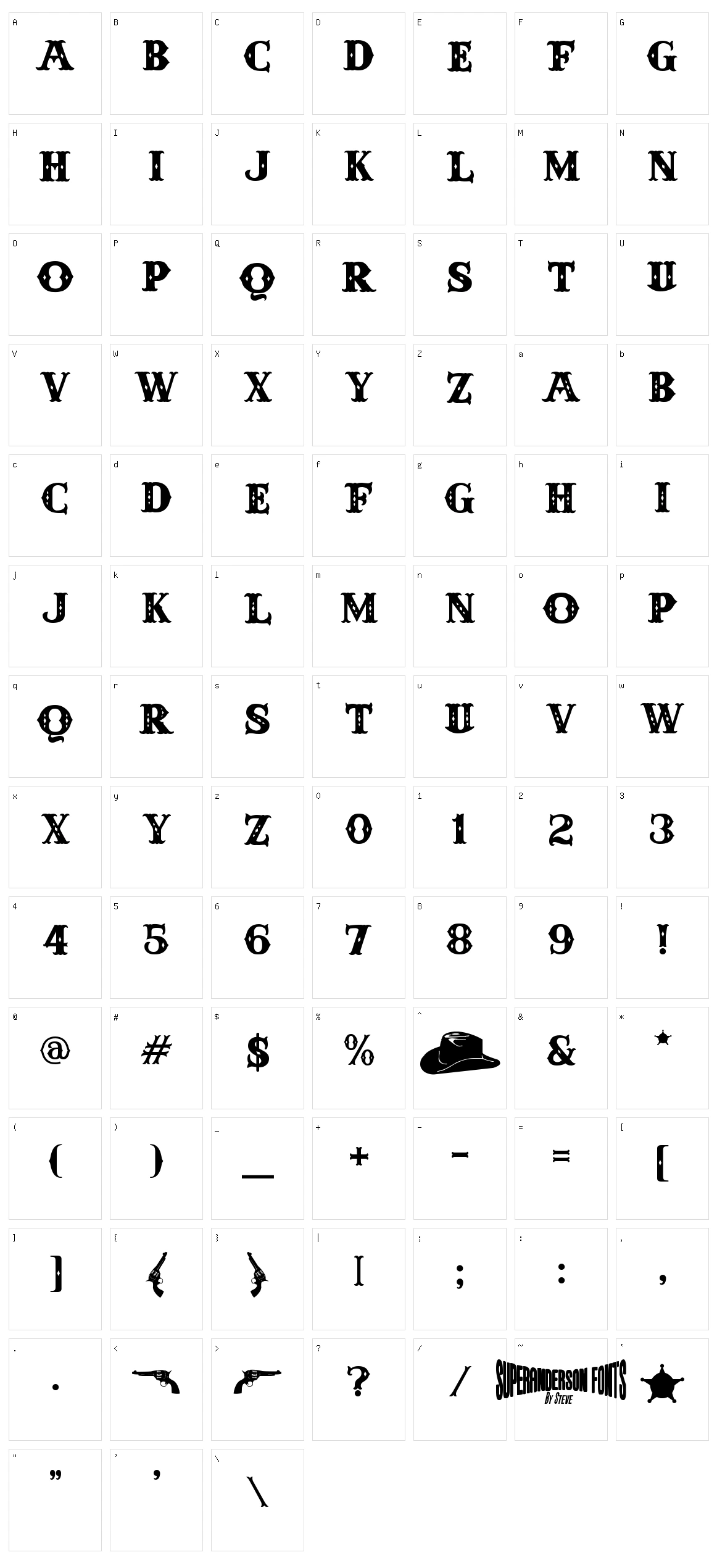 Anderson Four Feather Falls Character Set