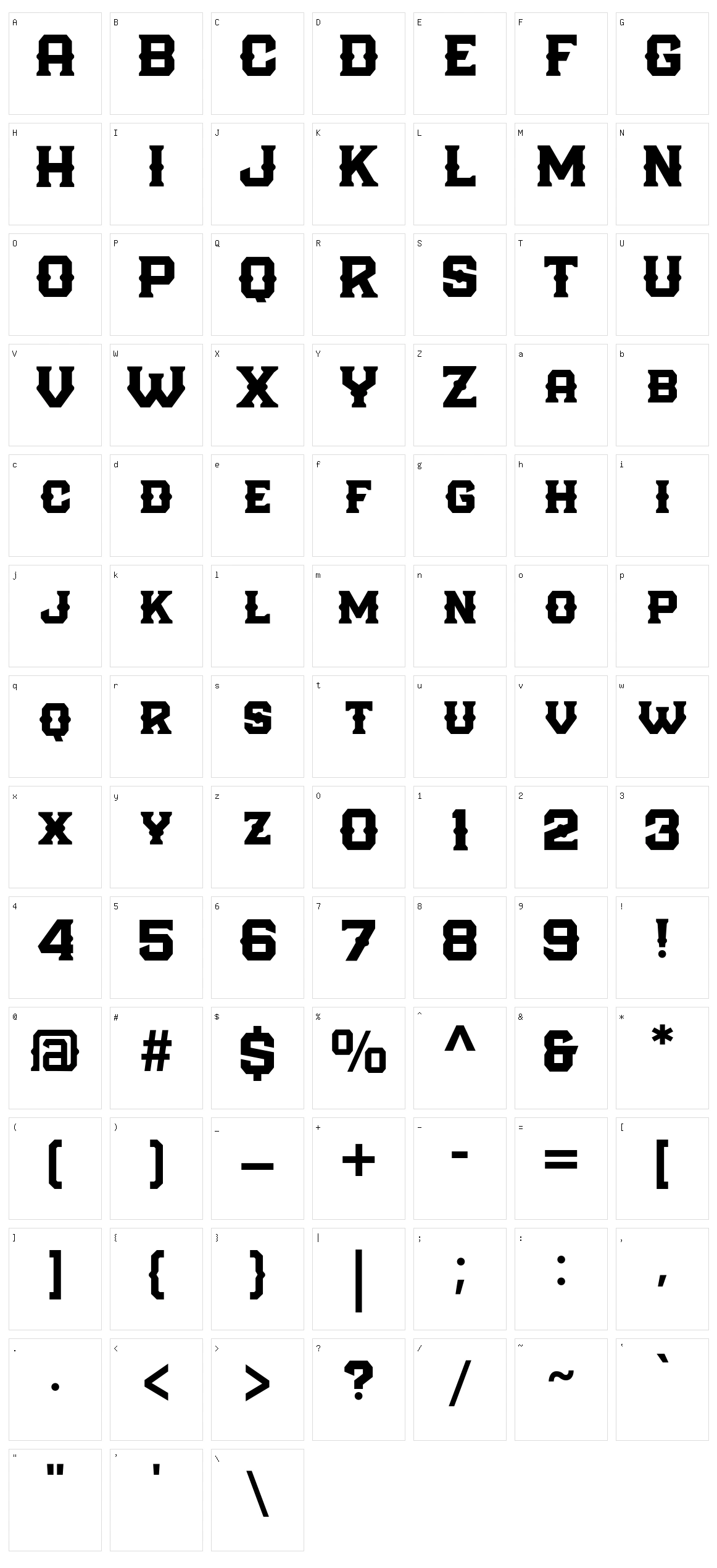 Barlock Character Set