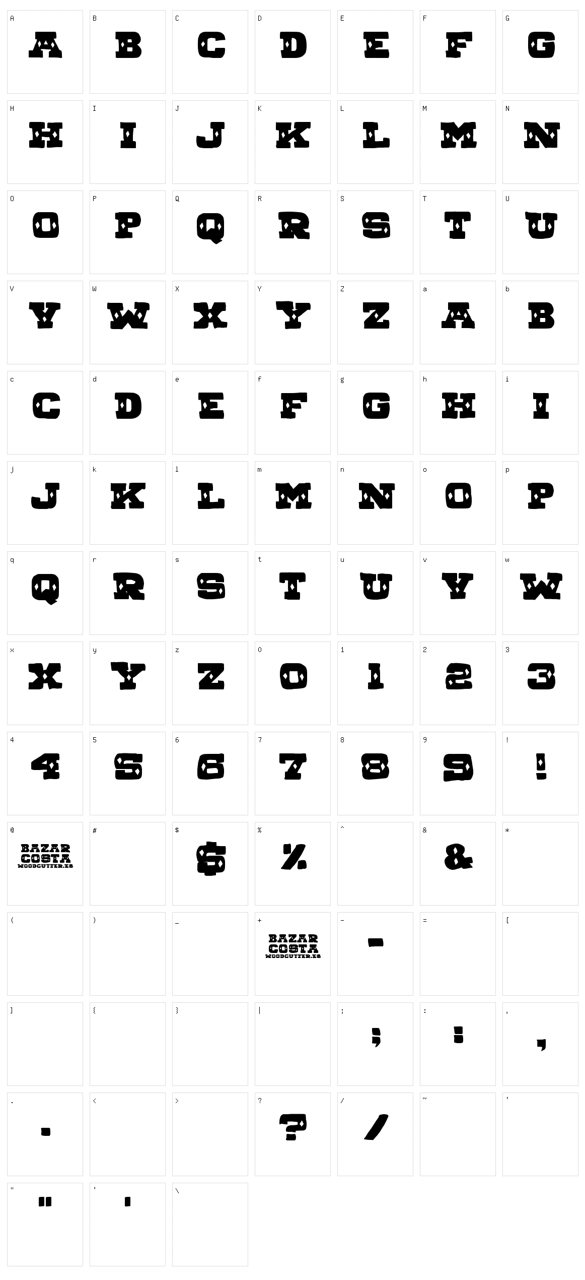 Bazar Costa Character Set