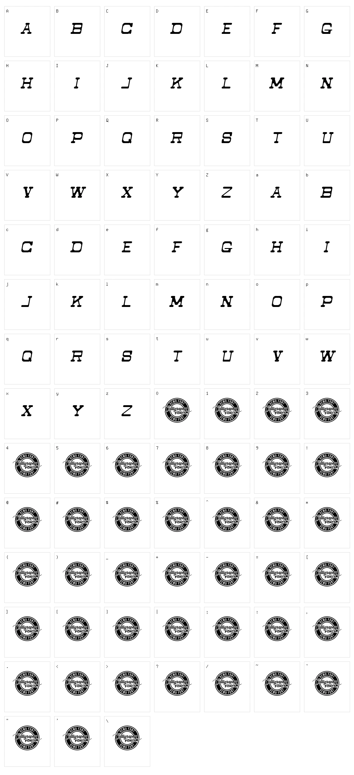 Brownfiled Character Set