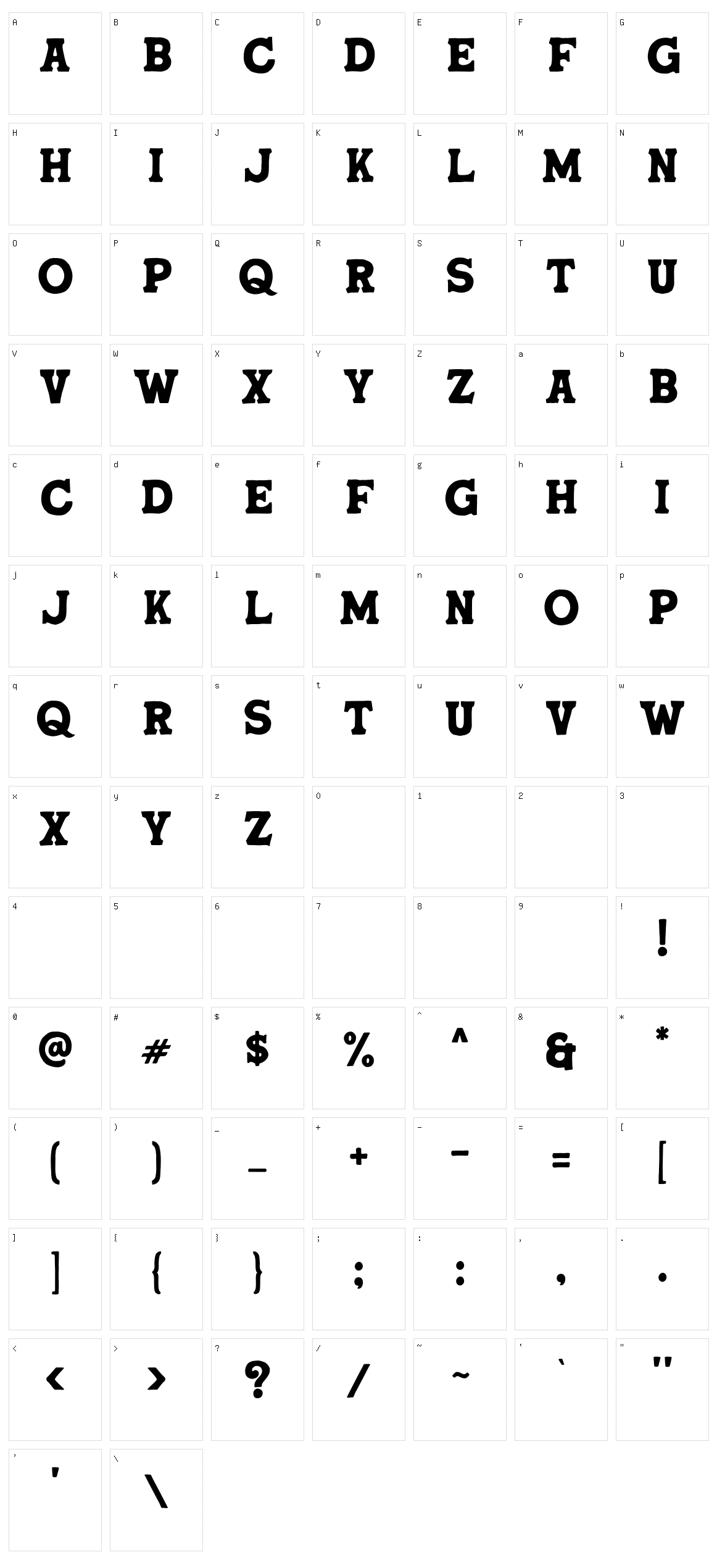 Calvous Character Set