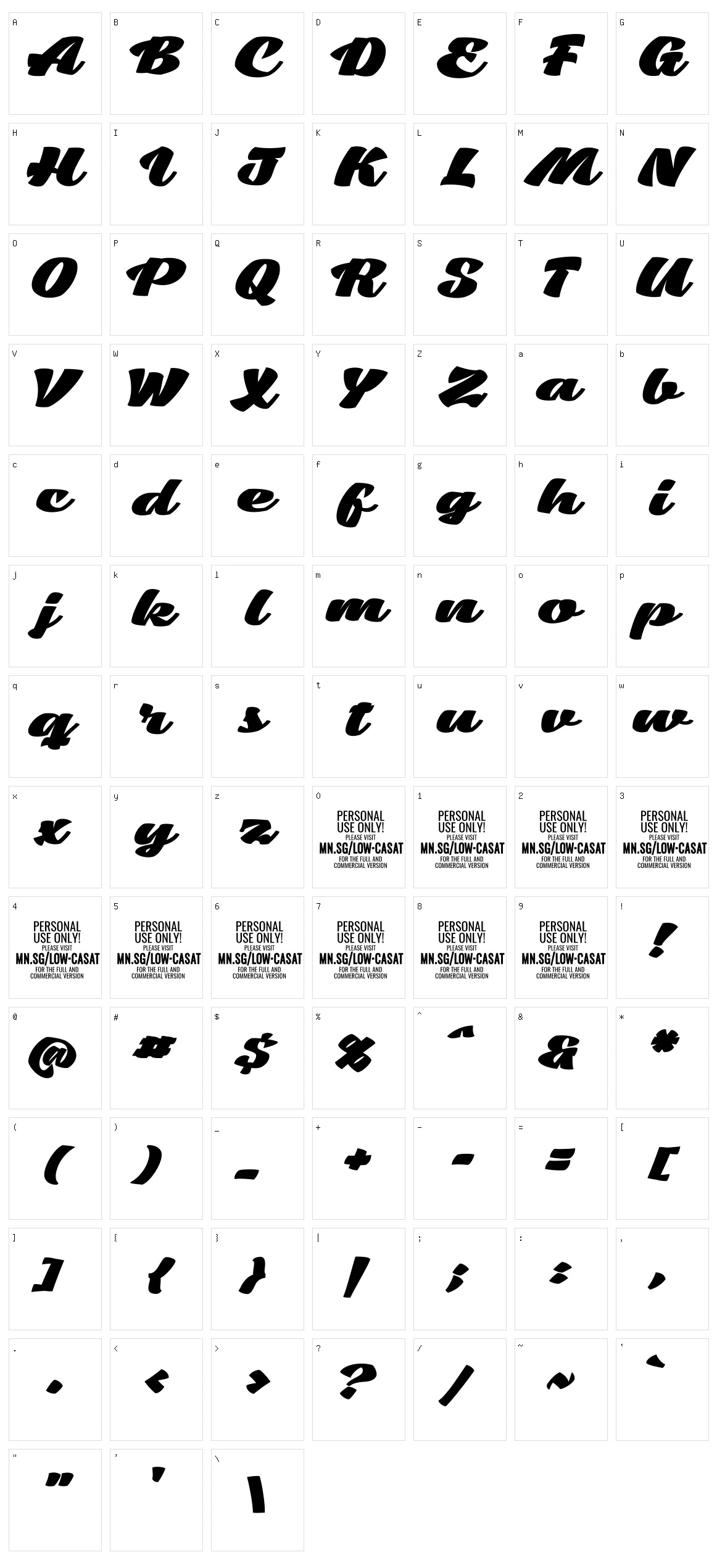 Low Casat Character Set