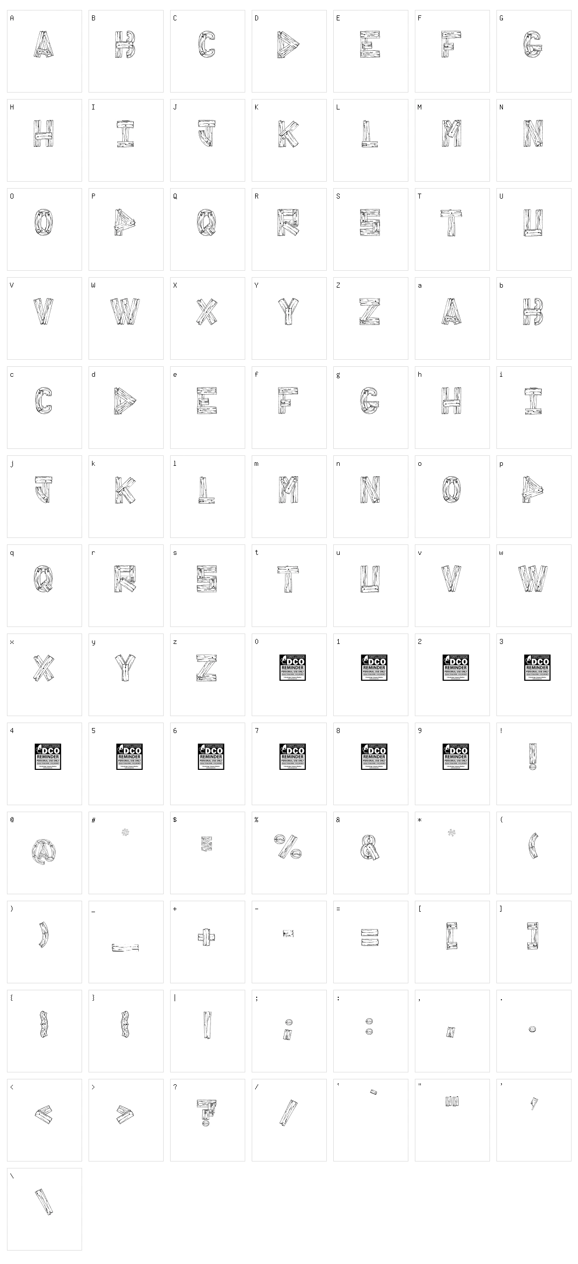 Chestnut Splinters Character Set