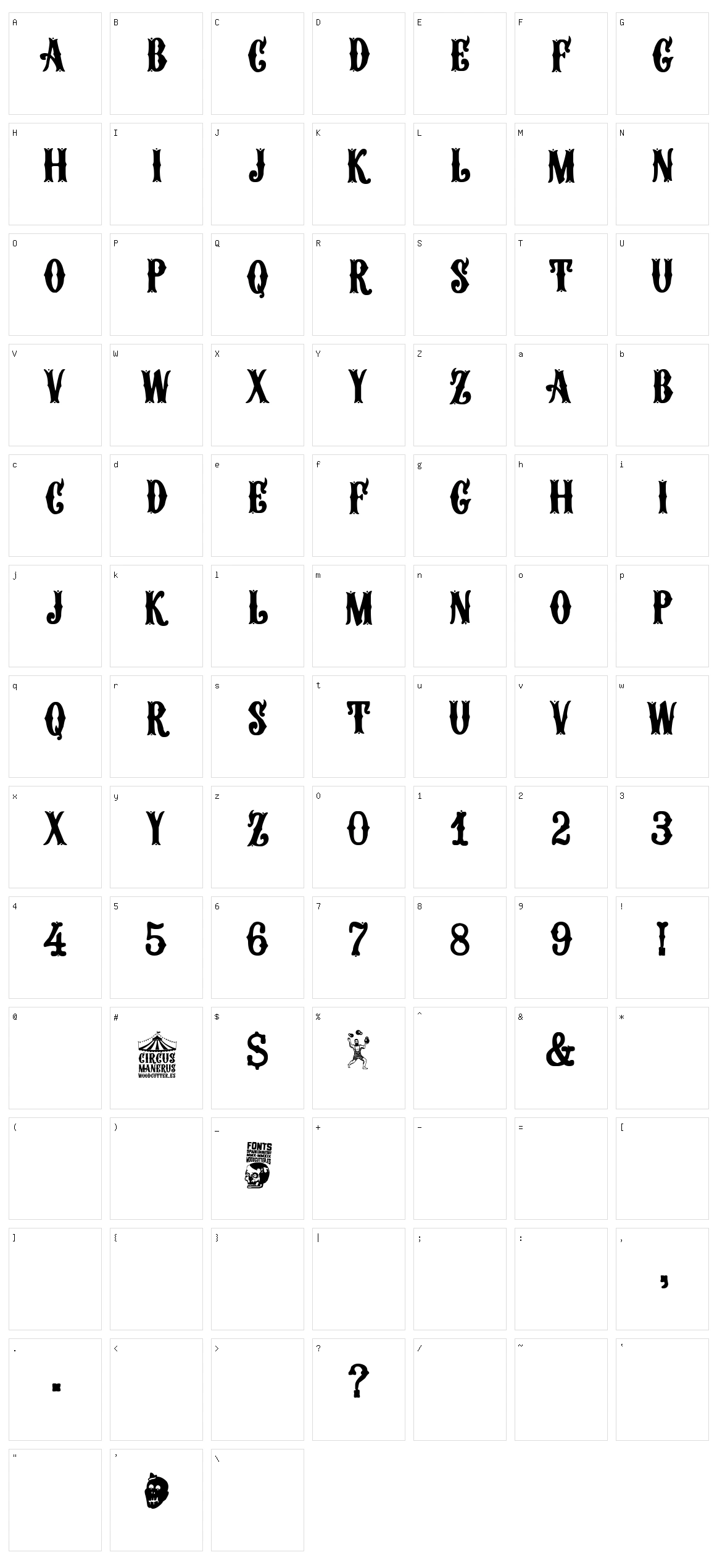 Circus Manerus Character Set