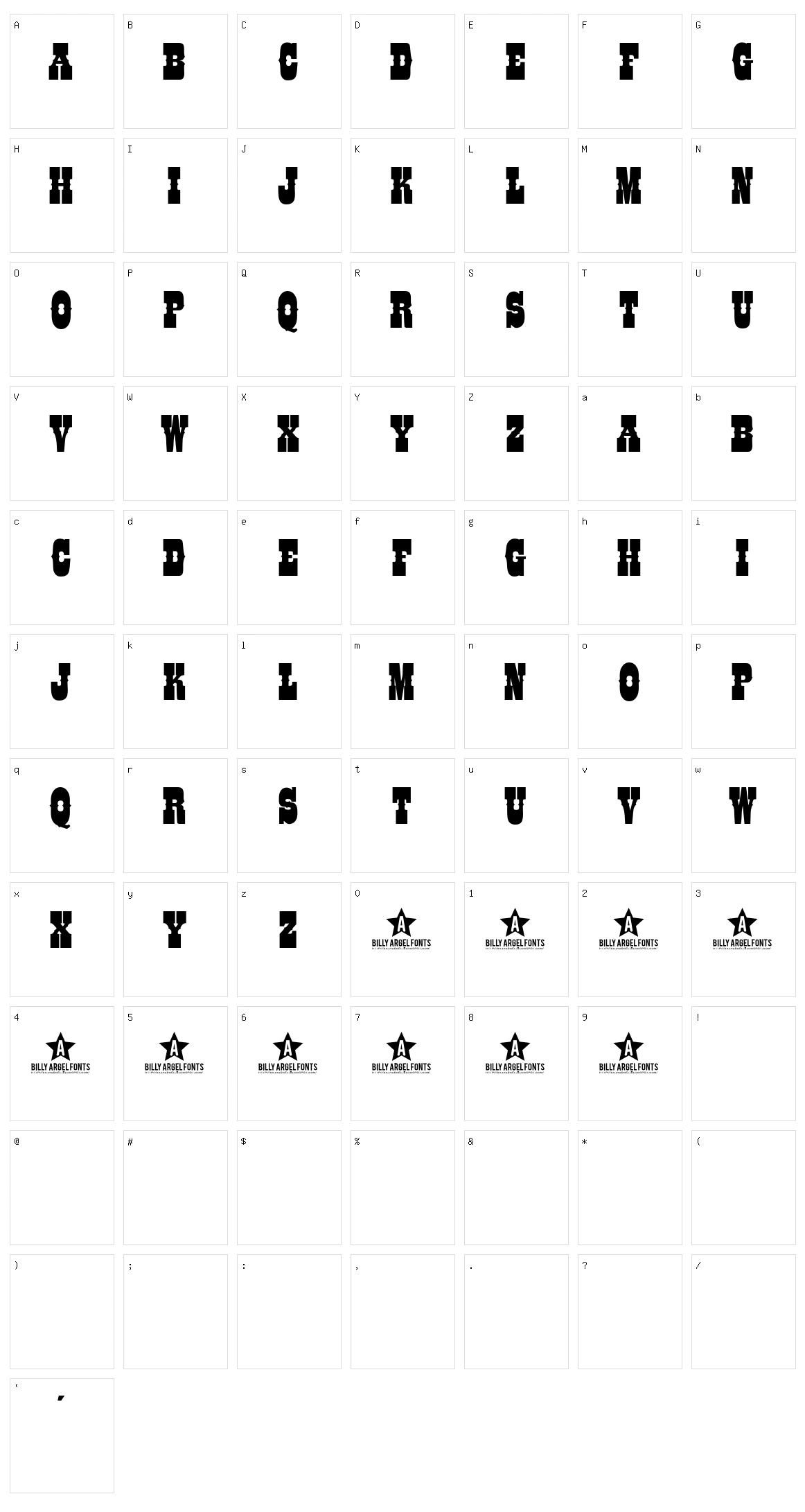 Colt Font Character Set